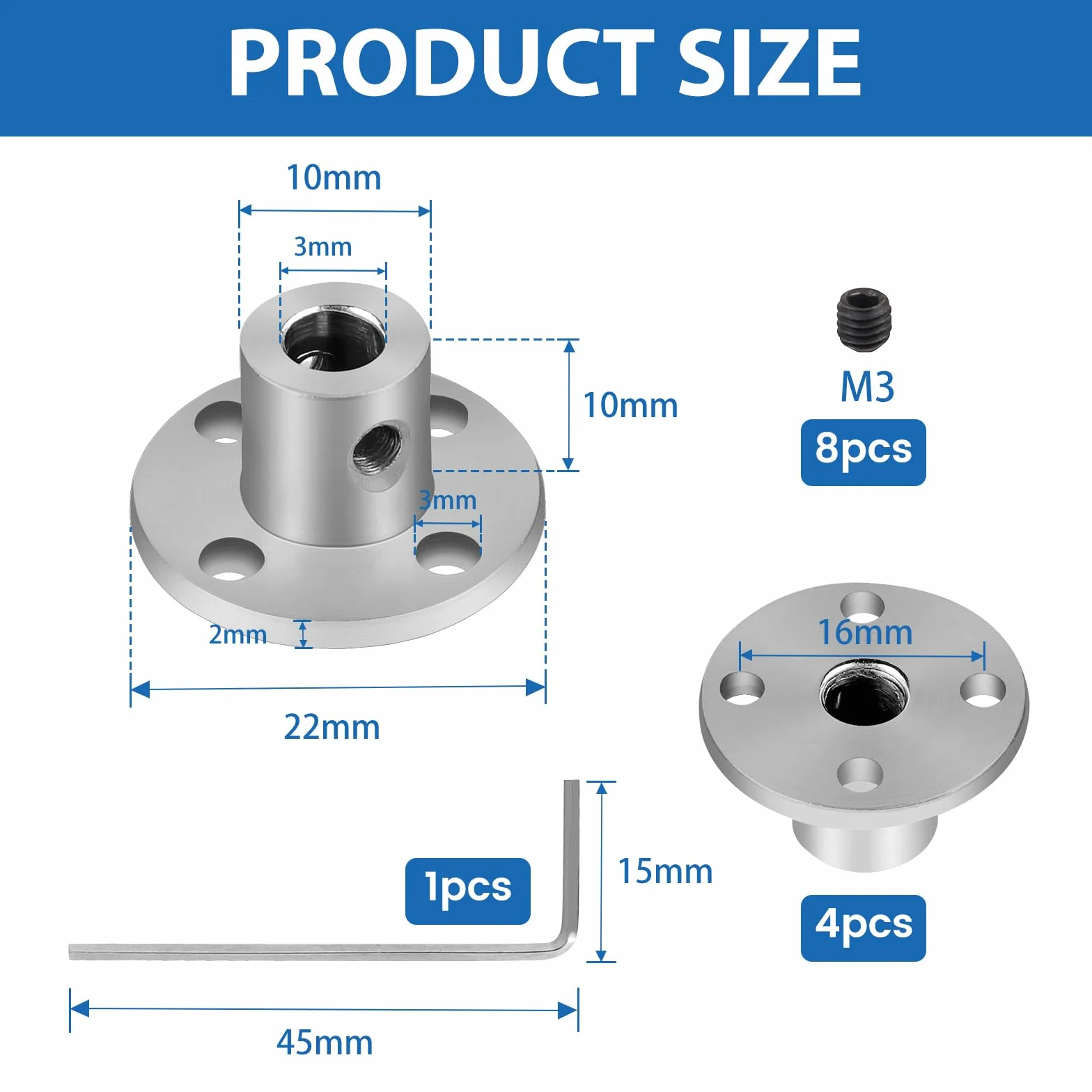 LALAGO 4 Pcs Flange di Accoppiamento, Raccordi per Albero, Connettore con Viti per Motori di Modellini Radiocomandat (3mm)