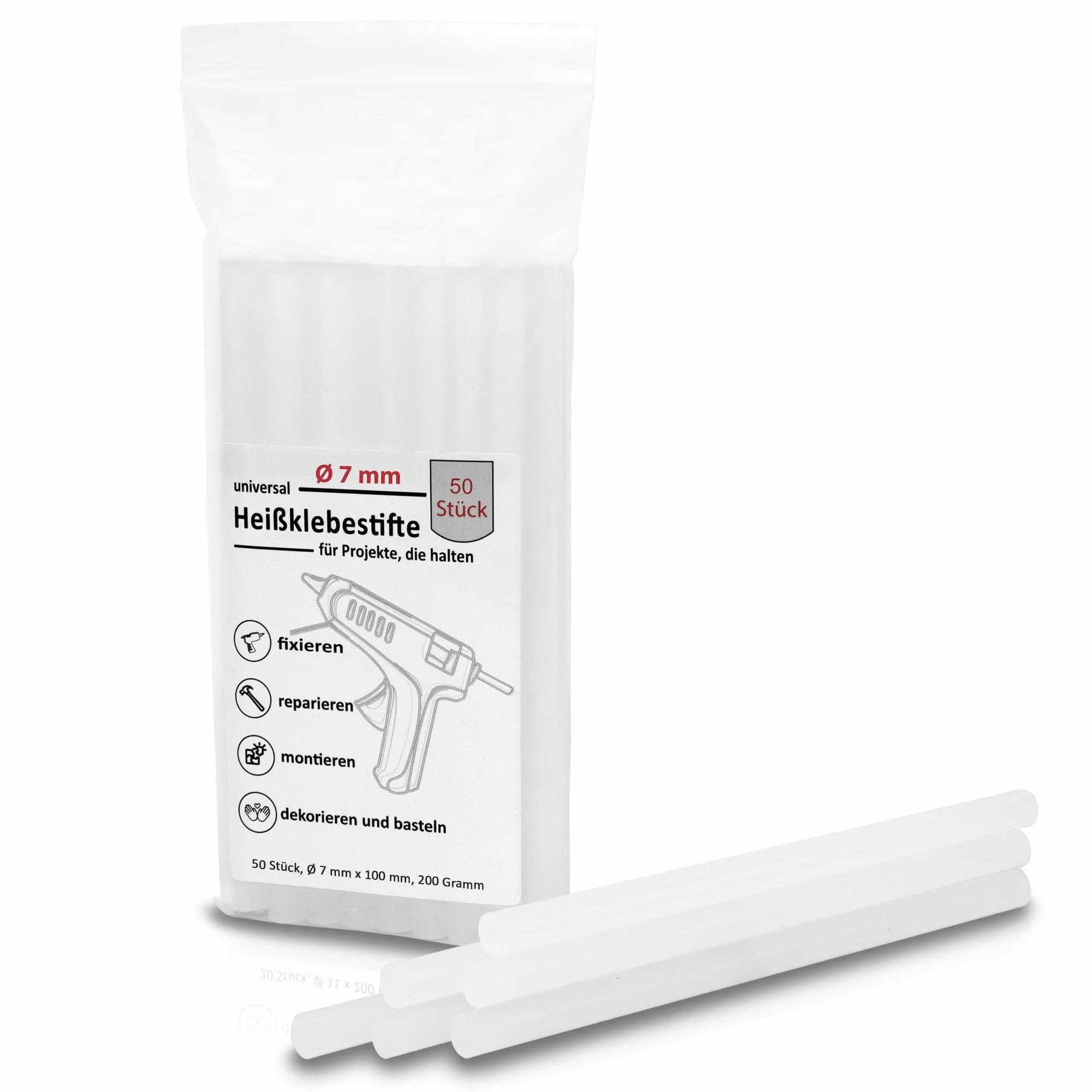 JubaX 50 bastoncini colla a caldo trasparenti per pistola colla decorazione bricolage Made in Germany
