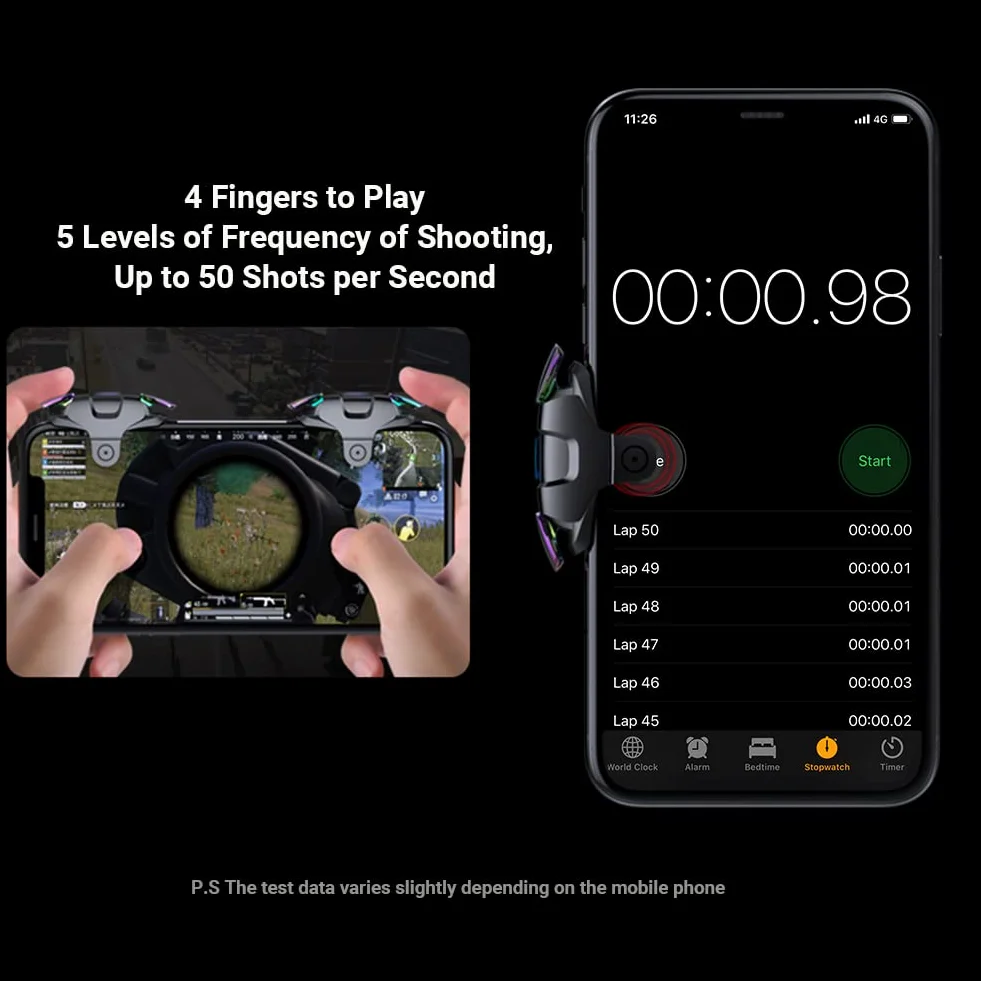 Trigger Mobile Controller per Telefono, Joystick Grilletti L1R1 Rapid-Fire Tiro Veloce 5 Livelli per PUBG cod Compatibile con Cellulare Android e iOS Gioco Mobili