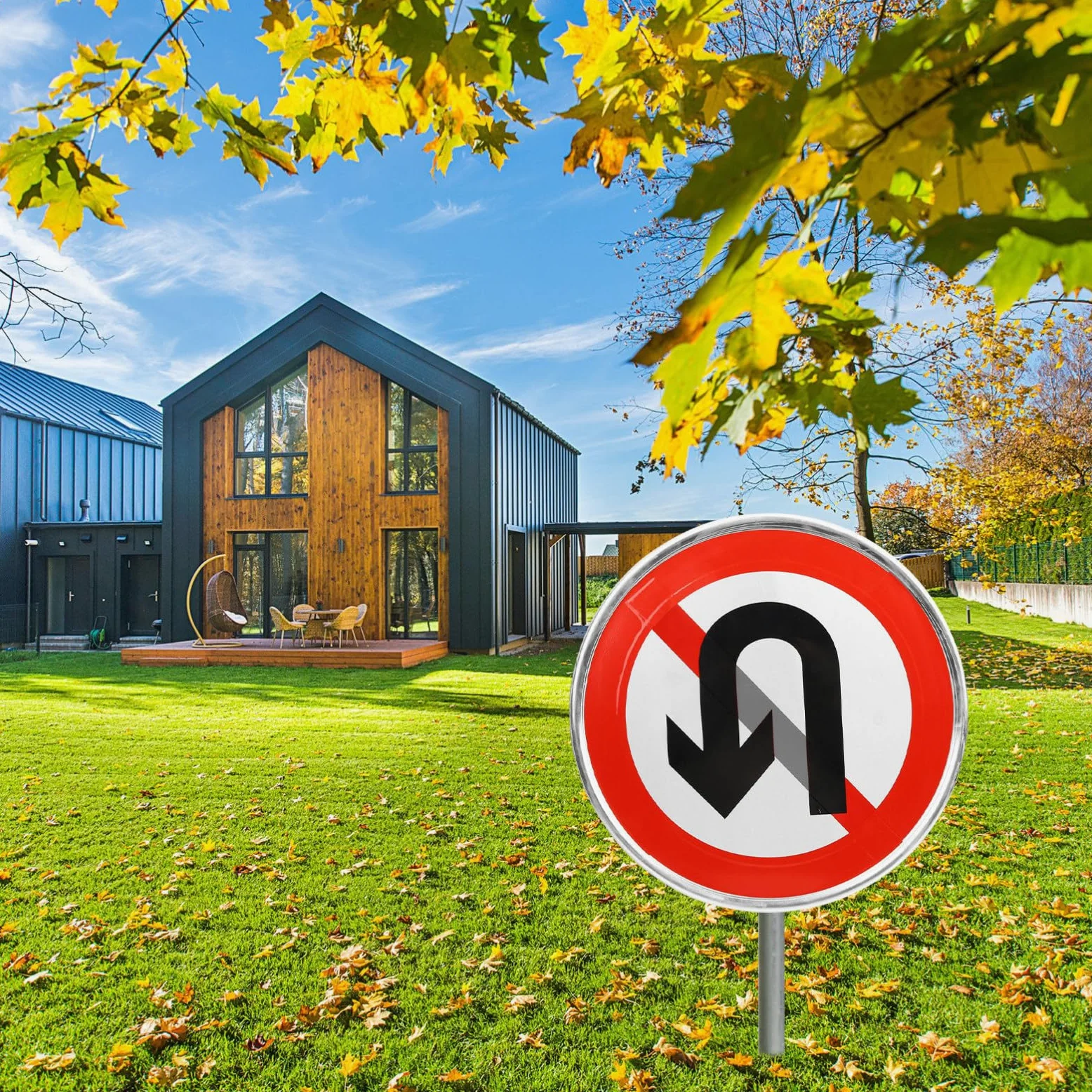 Cartello Metallico No U-turn per Vialetto, Strada Privata e Controllo | Design Riflettente, Facile da Leggere, Alluminio, Resistente alle Intemperie, Uso Esterno