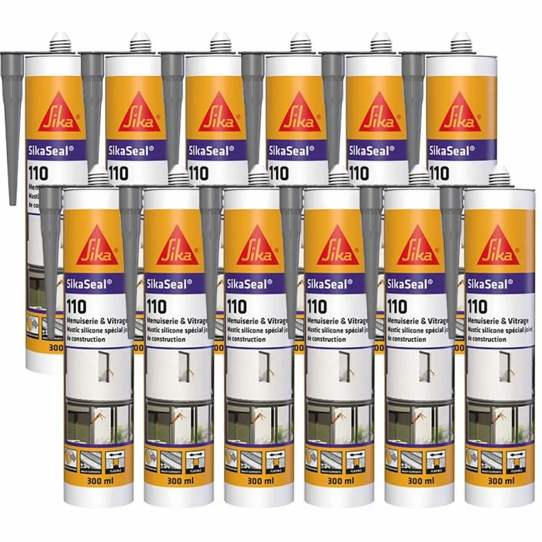 Sika SikaSeal-110 sigillante silicone nero 300 ml cartone 12 cartucce