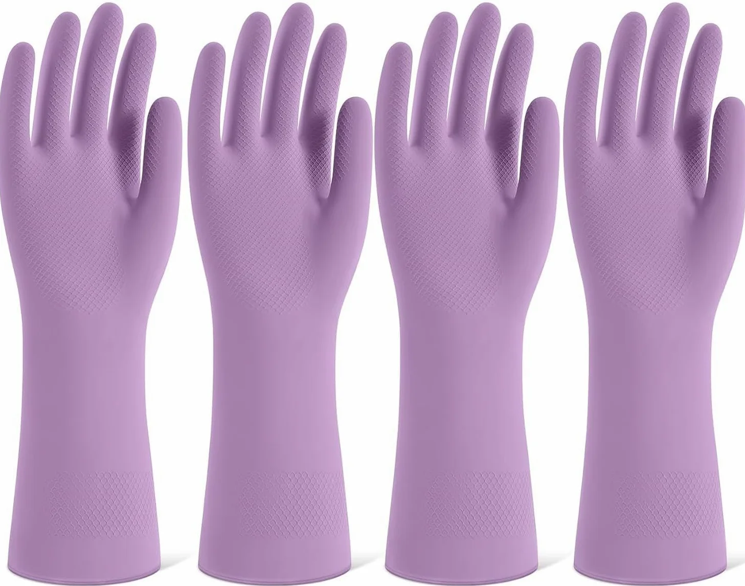 Guanti in Gomma per Lavare Piatti, 4 Paia di Guanti riutilizzabili per Pulizie domestiche, Guanti Colorati con Rivestimento spalmato e Presa Antiscivolo, 3-Purple, G