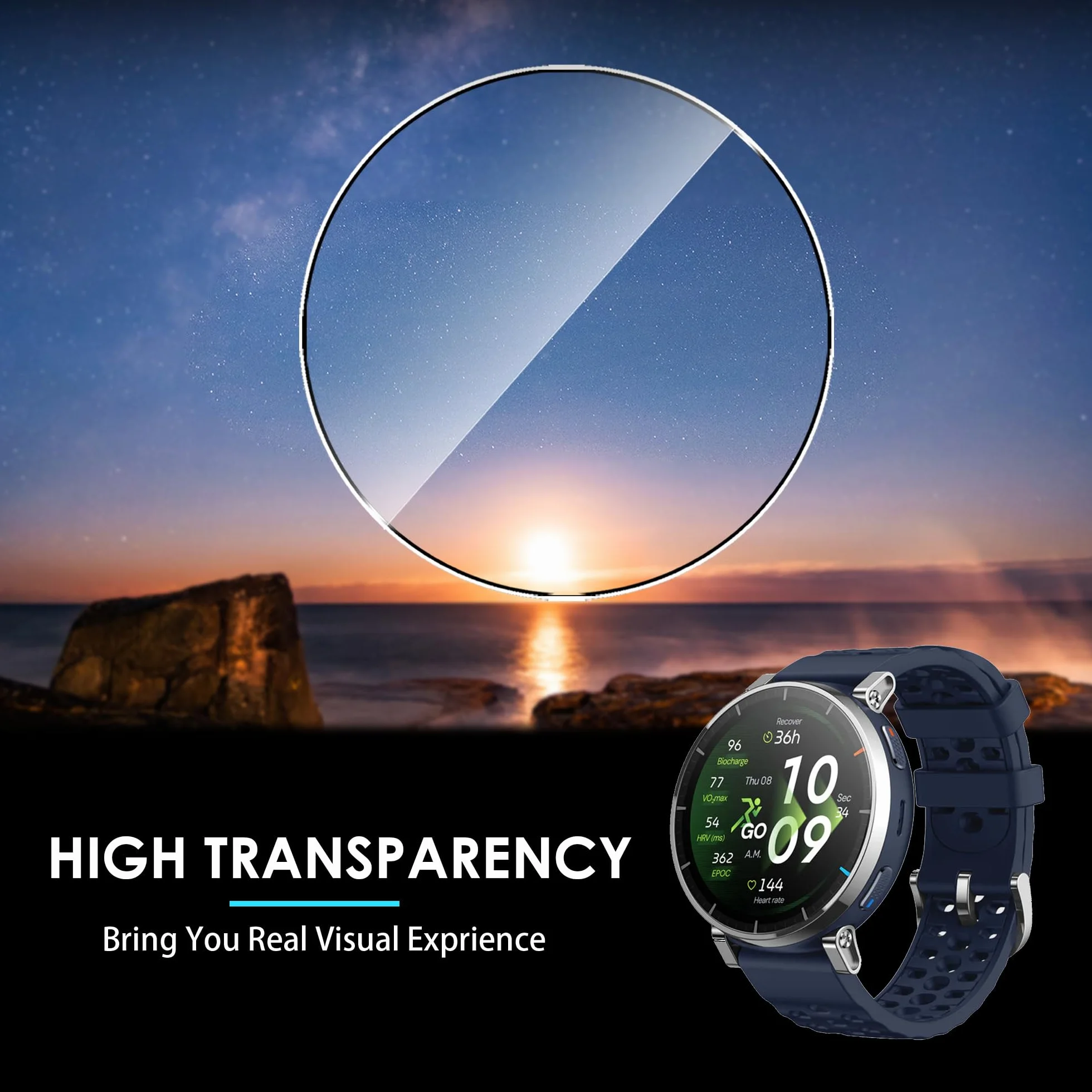 Lemxiee 3 Pezzi Pellicola Vetro Temperato per Amazfit Active 3 & 3 Premium