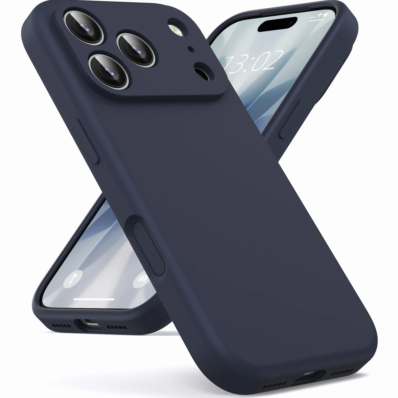 Oududianzi - Cover Compatibile con iPhone 17 Pro Silicone Liquido, Interno in Microfibra Morbida, Protezione Antiurto Resistente Aantigraffio Custodia iPhone 17 Pro Case - Blu Notte