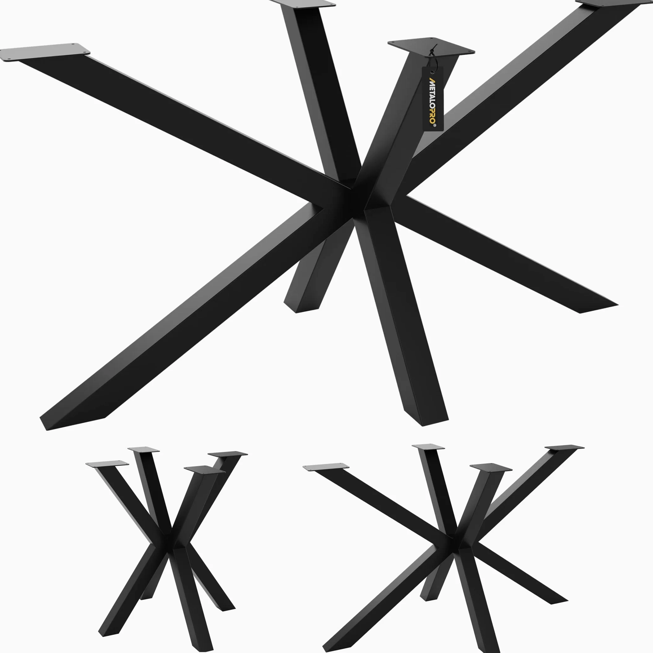 Gambe per Tavolo da Pranzo in Acciaio, Gambe per Scrivania, Mobili, Tavoli, Cavalletto Nero per Tavoli, Piedi per Tavolo in Ferro, Guide per Tavolo di Vetro, Stile Moderno – 70x70x72 cm | Metallo Di Alta Qualità, Ideale Per Sala Da Pranzo E Ufficio, Monta