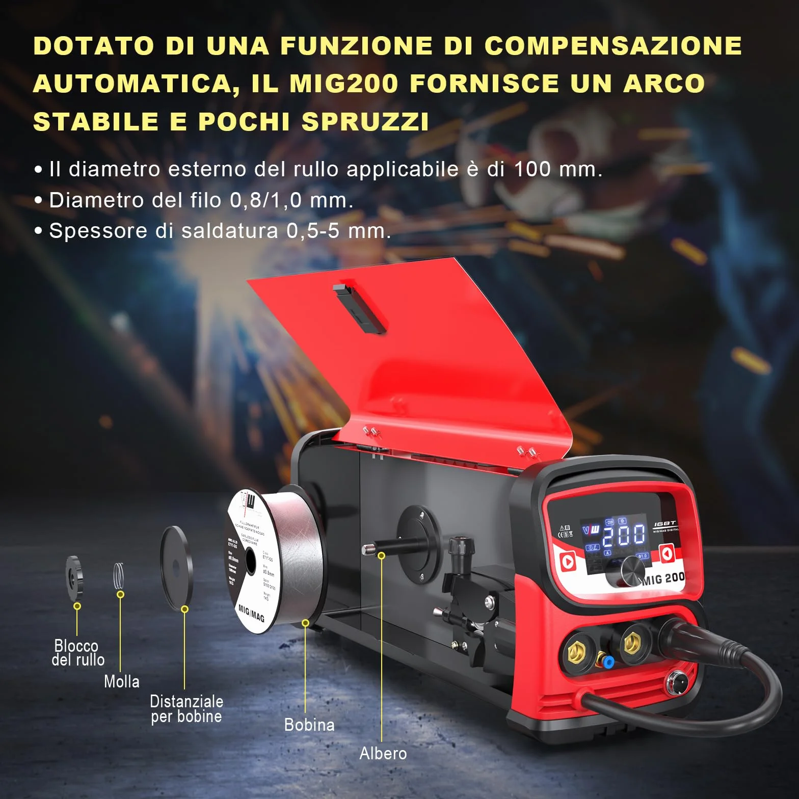 VECTOR WELDING Saldatrice a Filo Continuo 4-in-1 MIG/MAG/MMA/LIFT TIG con Display Digitale