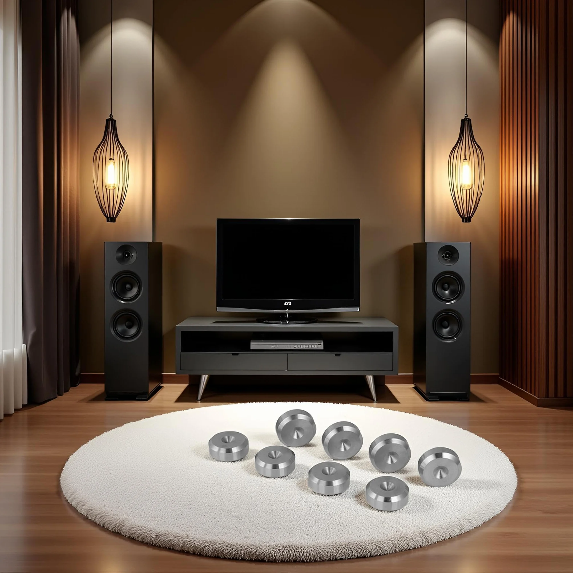 PrecisionGeek Cuscinetti per altoparlanti Ø 16 mm, forma smussata, in acciaio inox massiccio, ammortizzatori di vibrazioni per altoparlanti HiFi, subwoofer, armadi, supporti e soundbar, set da 8 pezzi