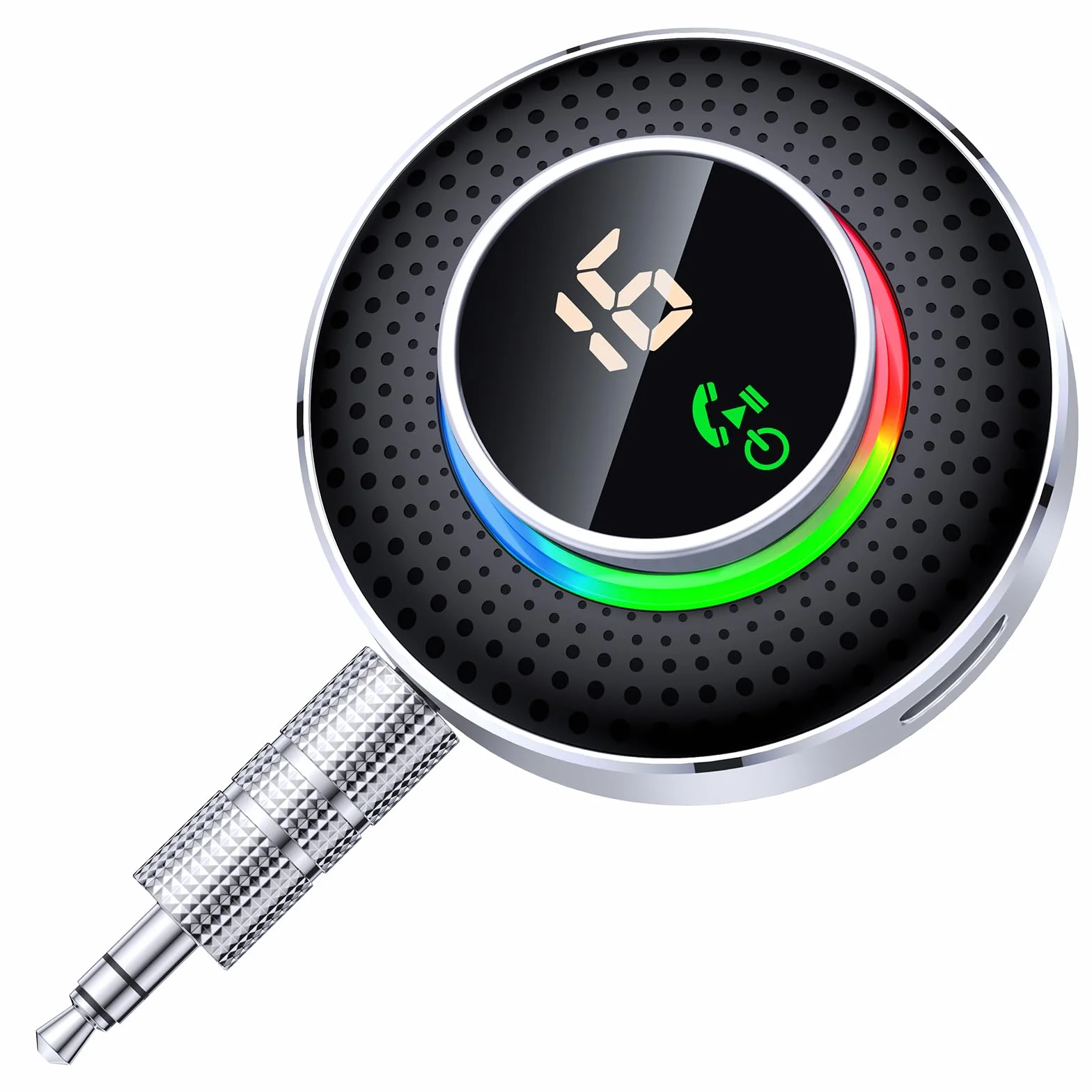 Glangeh Ricevitore Adattatore Bluetooth 5.3 Auto AUX, Pulsante Ingrandito e LED Schermo, con Jack 3,5mm, per Stereo/Altoparlante/Cuffie, Chiamate In Vivavoce, Supporta Siri