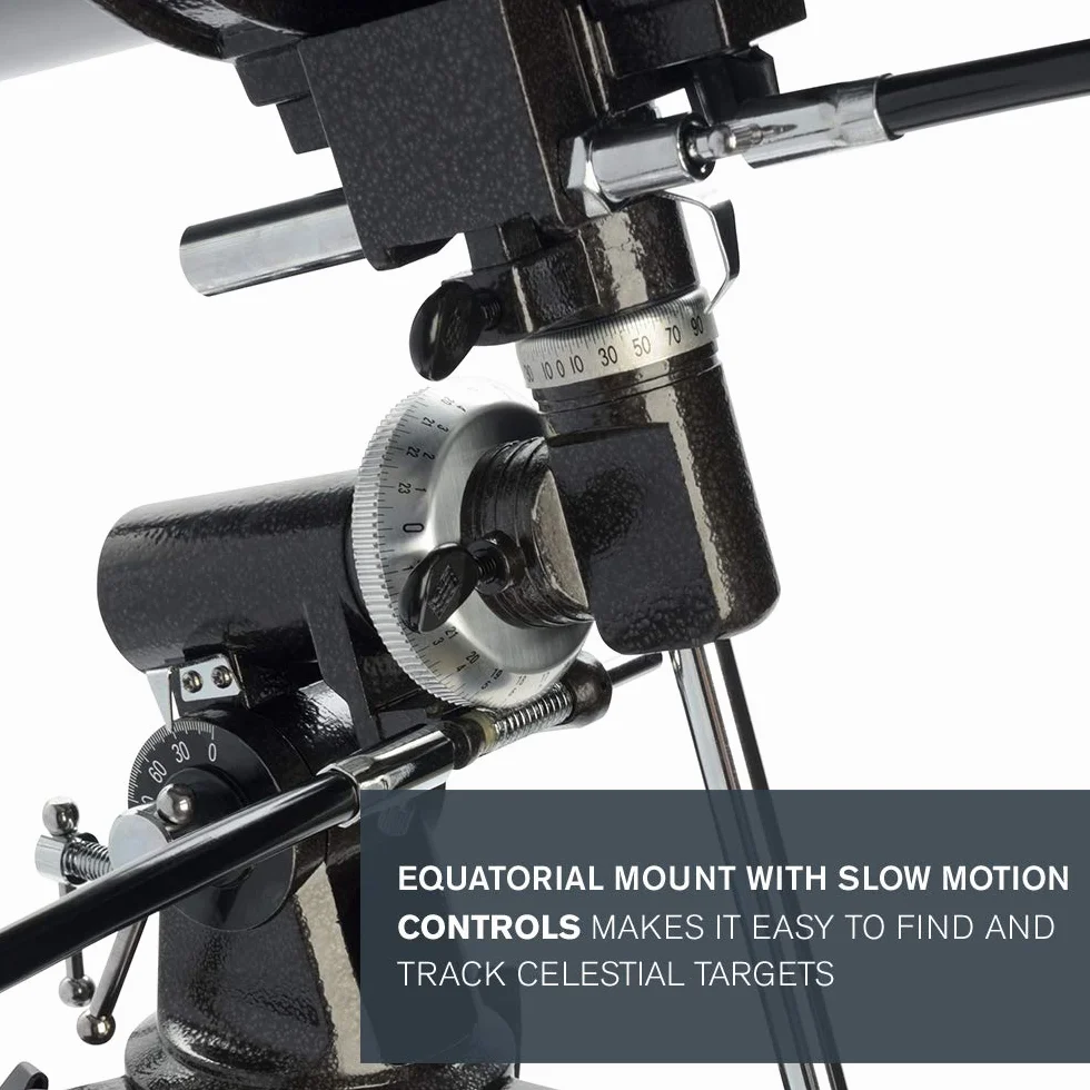 Celestron 21037 PowerSeeker 70EQ Telescopio riflettore - include due oculari, diagonale d'immagine eretta, lente di Barlow 3x, treppiede regolabile in altezza e vassoio accessori Deluxe, nero