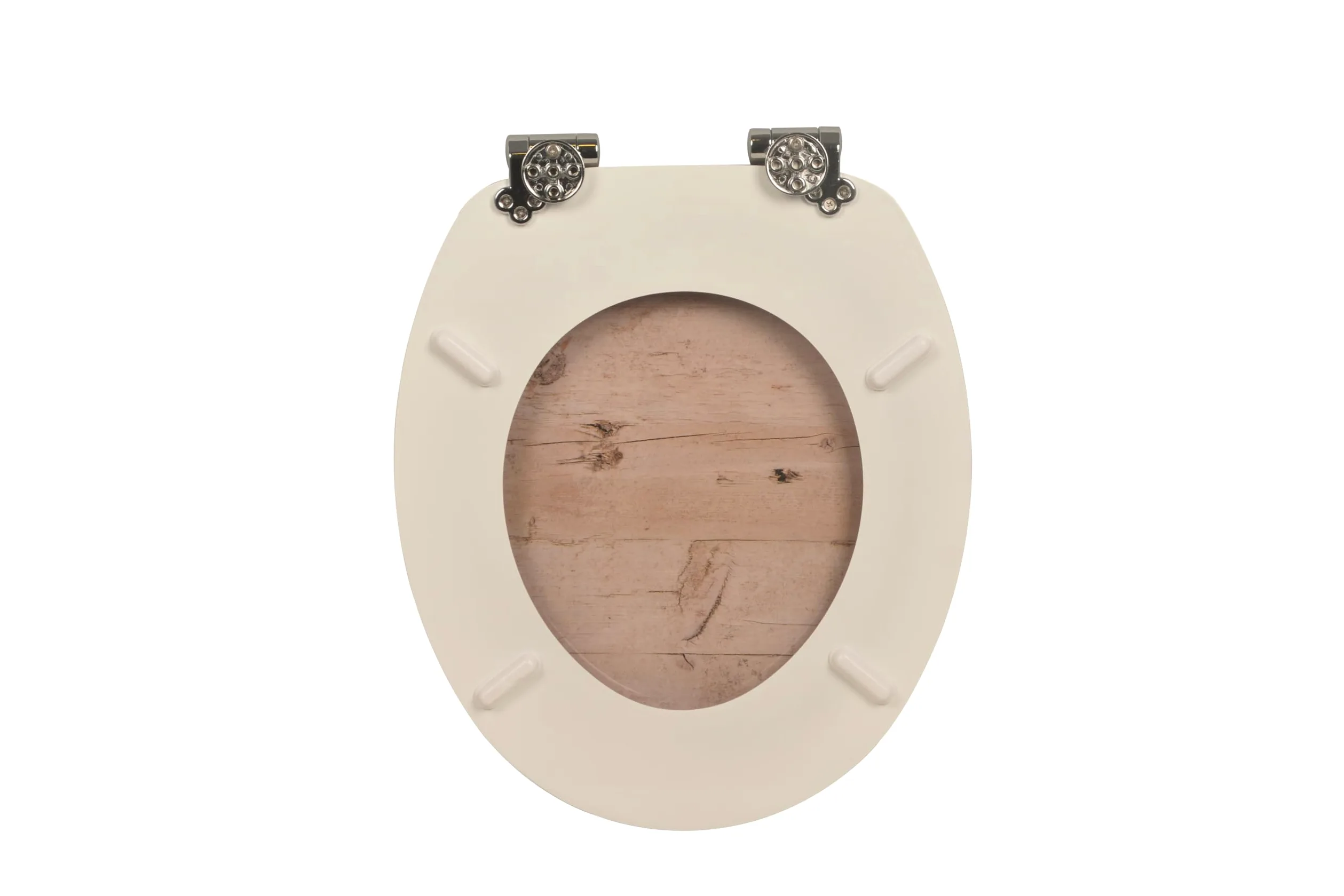 sanicomfort Sedile WC in legno, nucleo in legno MDF, con abbassamento automatico, sedile WC con coprisoffitto, occhialini e coperchio, cerniere in metallo cromate, facile da montare
