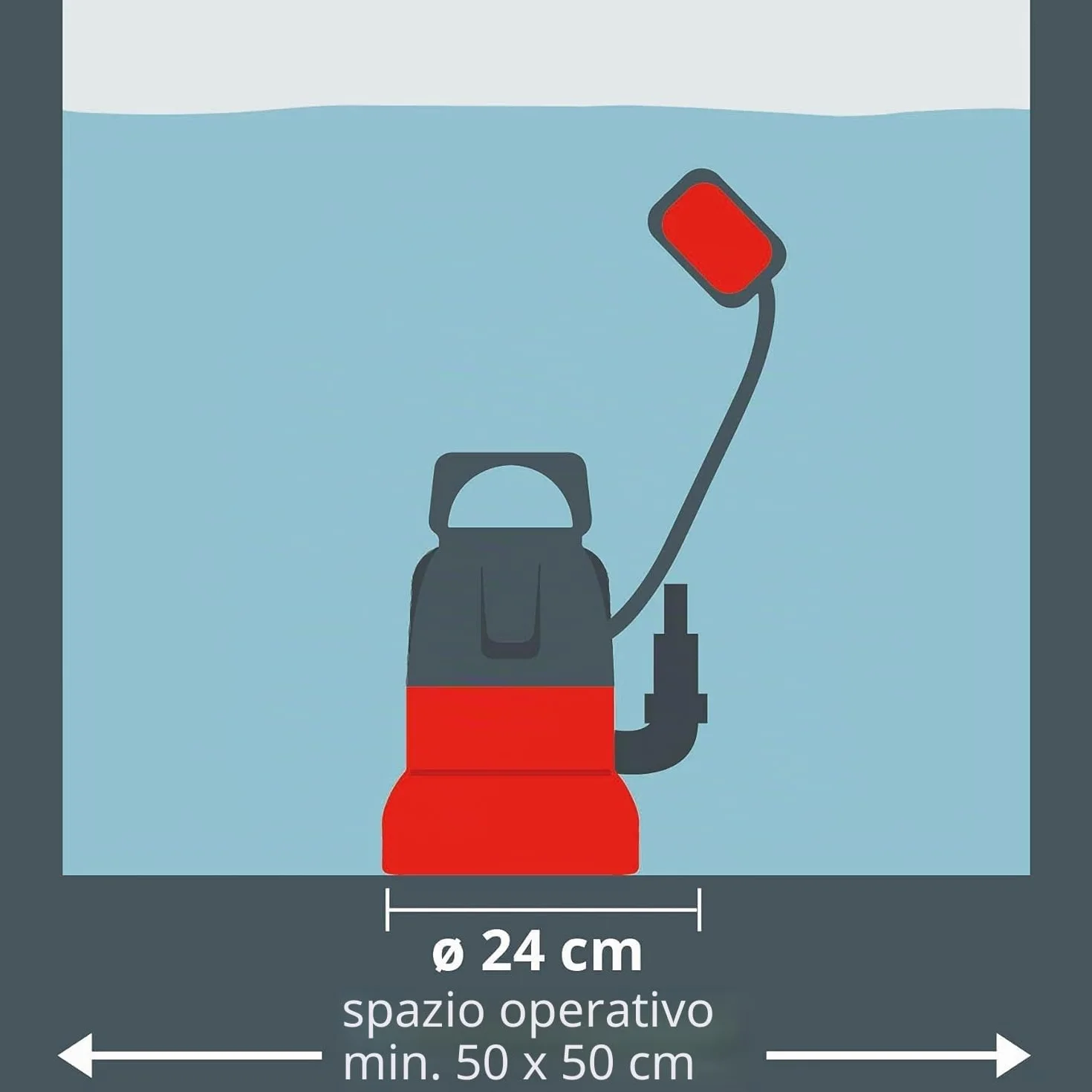 Einhell GC-SP 3580 LL Pompa immersione acque chiare fondo piatto (350 W, portata max 8000 L/h, prevalenza 7.5 m, immersione max 7m, aspirazione fino a 1 mm)