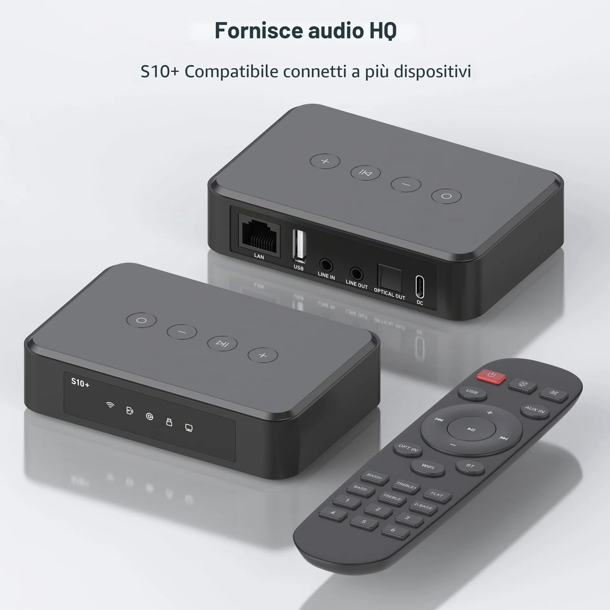 Arylic S10+ Ricevitore Audio AirPlay, Stereo Multiroom con uscita SPDIF, Streaming Musicale WiFi e Bluetooth, Trasmette Musica HD lossless da Spotify, Amazon Music, Tidal ecc.