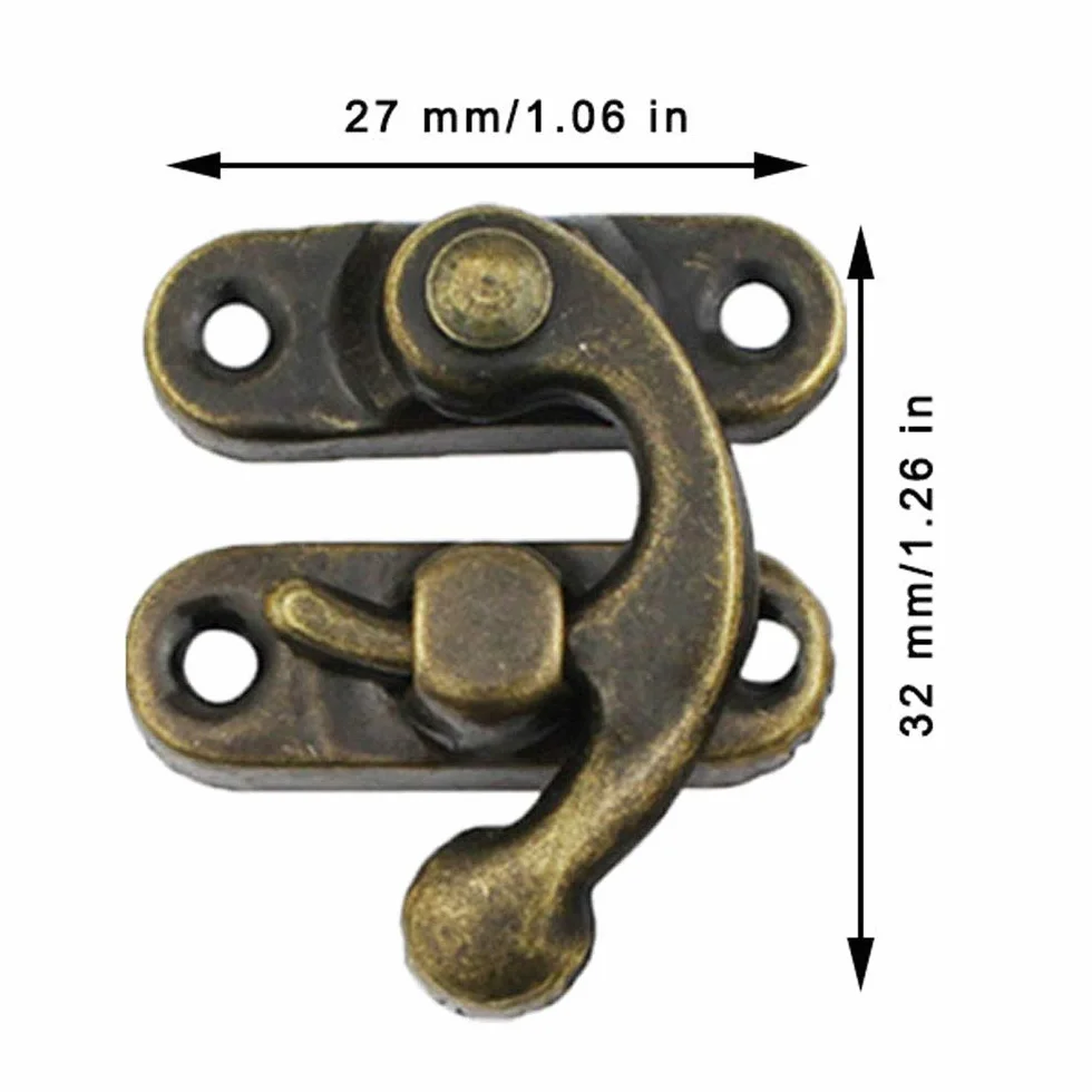 Antico Hasp di Bronzo 20 Pezzi per Scatola di Gioielli in Legno Decorativa
