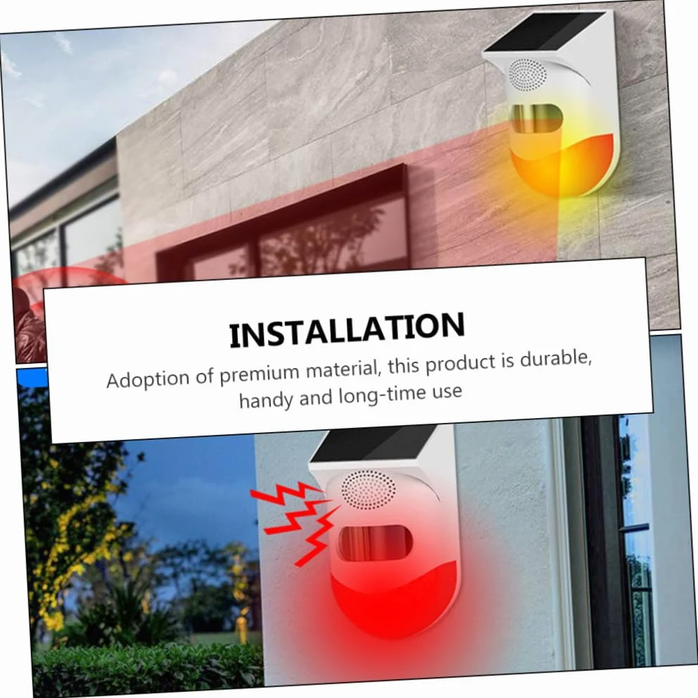 Allarme Infrarossi da Esterno Solare Rosso IP67 in ABS e Silicio | Sensore Infrarossi da Esterno Allarme Giardino, Allarme Forte, per Casa, 1 Pezzo