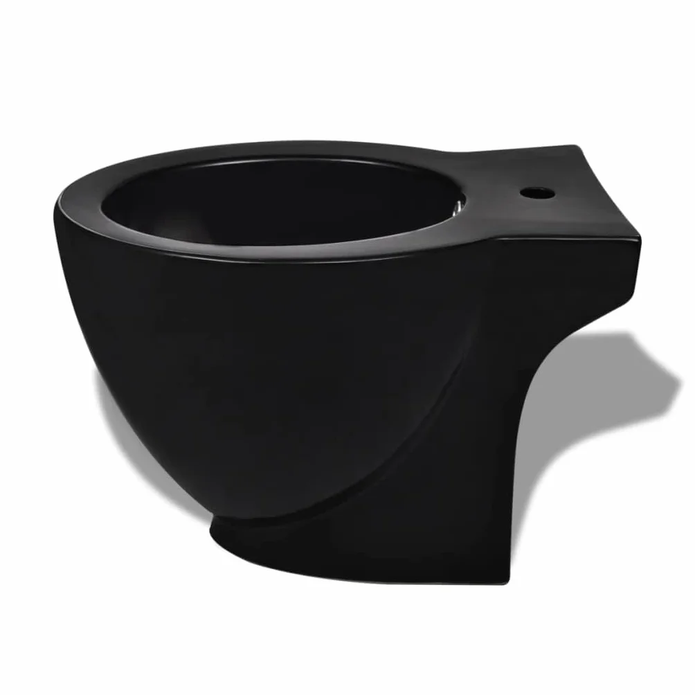 vidaXL Ceramica Nera WC Bidet da Parete Sanitari Bagno