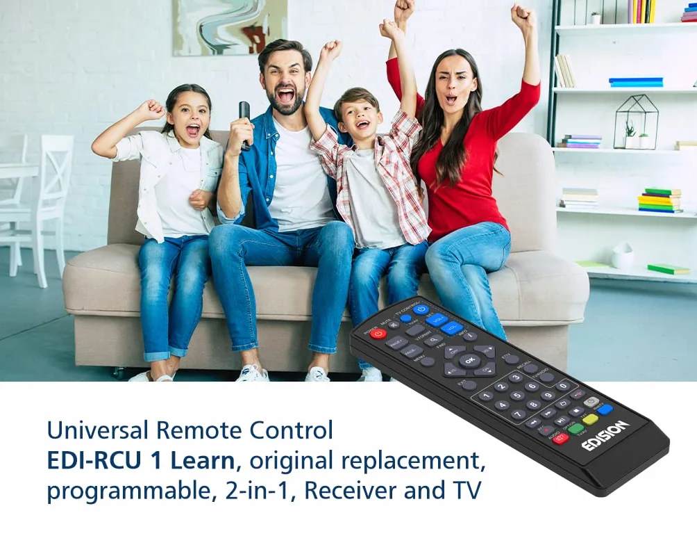 EDISION TELECOMANDO UNIVERSALE EDI-RCU 1 Learn, ORIGINALE, PROGRAMMABILE, 2in1 TV e RICEVITORE, PICCO T2, PICCO T265, PICCO T265+, NANO T265+, PICCO T265 pro, PROTON S2, PICCO S2