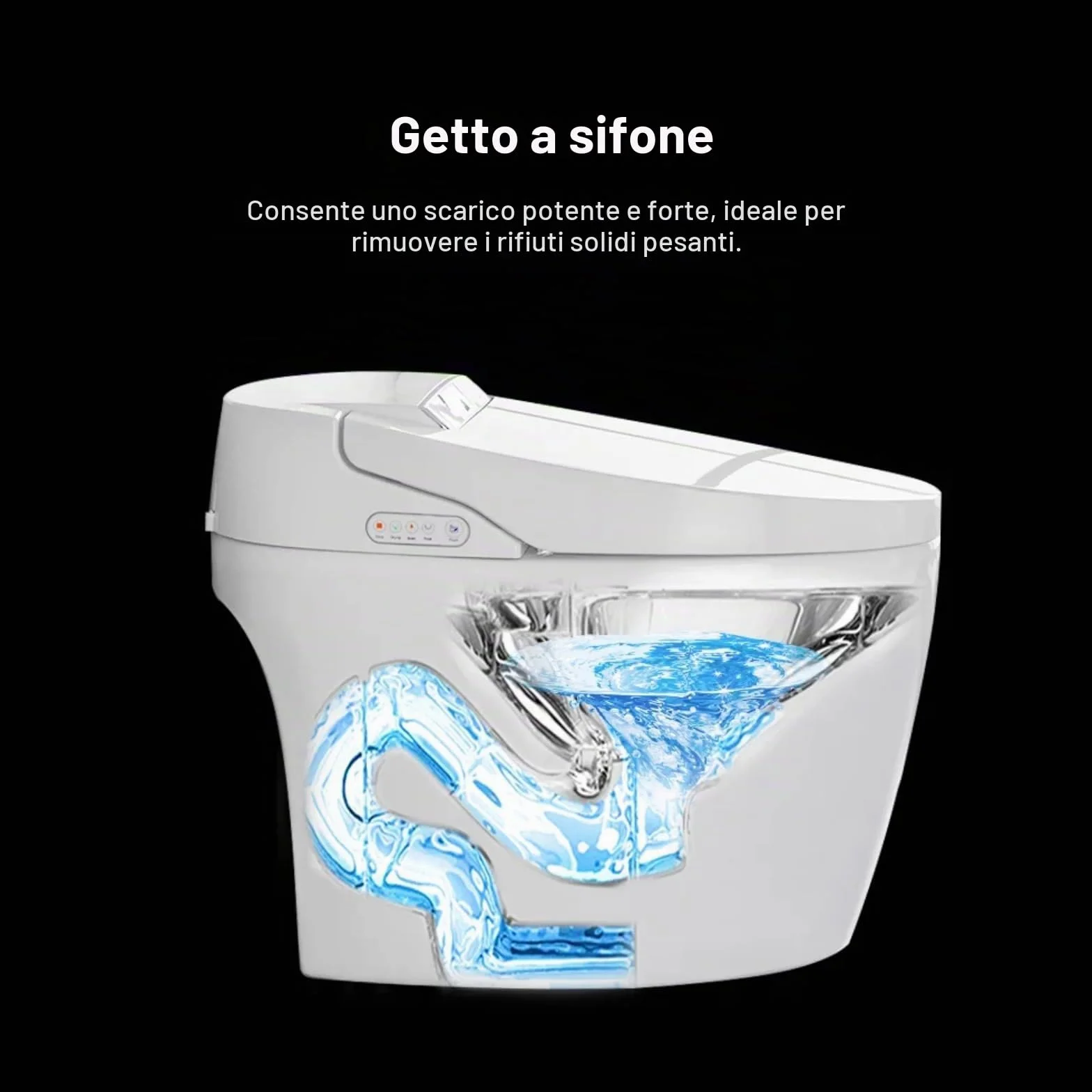 WC intelligente con bidet integrato, apertura automatica, sedile riscaldato, 1,27 GPF, display LED, bianco