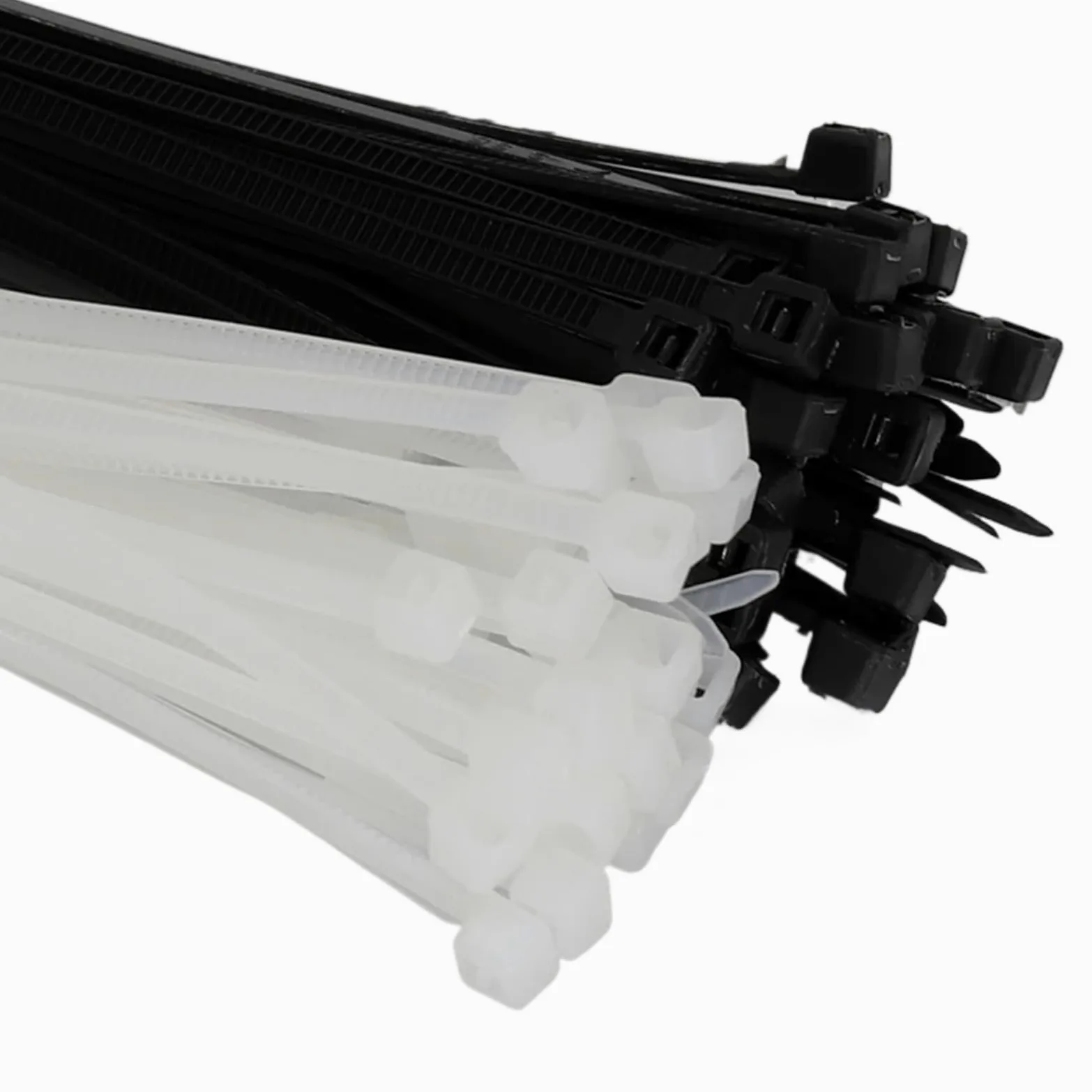 Fascette stringicavo lunghe in nylon, 2 x 60, 2 x 80, 2 x 100, 2 x 120, 2 x 150, 2 x 200 mm, larghezza 1,8 mm, colore bianco e nero, in nylon autobloccante, 1000 pezzi