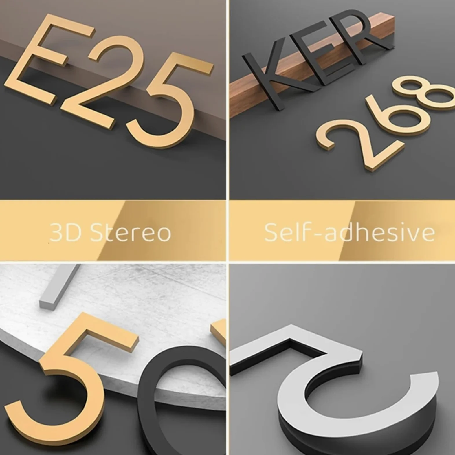 Numeri Civici Adesivo da parete con numero galleggiante in acrilico 3D Decorazione for l'esterno della casa in stile nordico(WHITE,15cm)