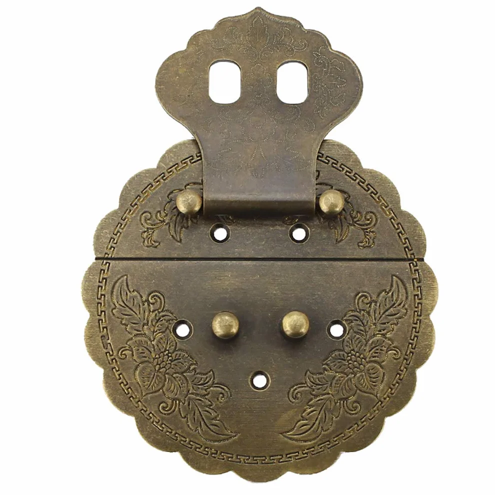 Ottone Antico 9 cm Rotondo Goffratura Hasp Fibbia Serratura Armadio Box Mobili Hardware Bronzo Antico
