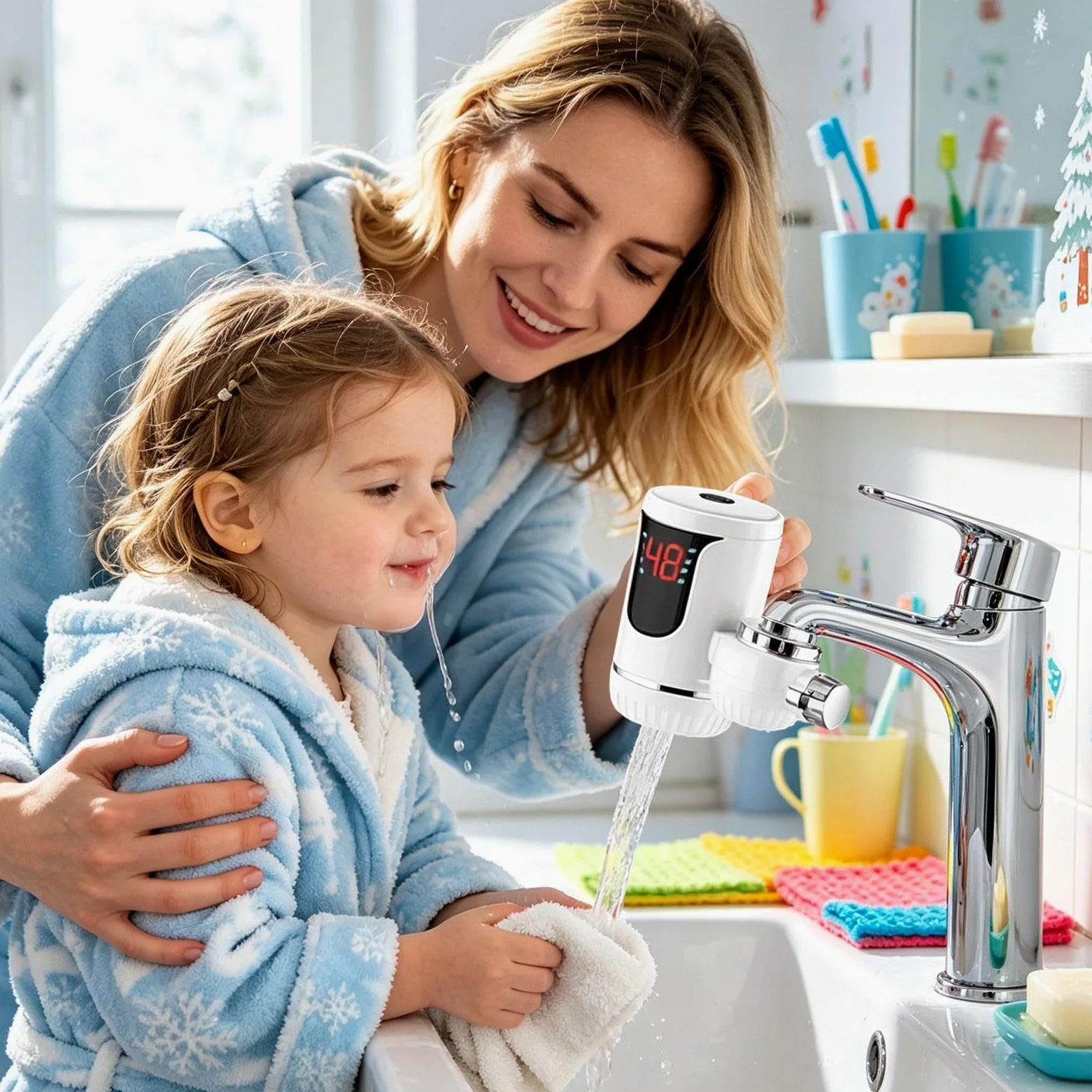 Parti riscaldanti rotanti del rubinetto dell'acqua calda istantaneo Fixat | Rubinetto elettrico impermeabile per lavandino, per cucina, casa, bagno, hotel, appartamento, elettrico B