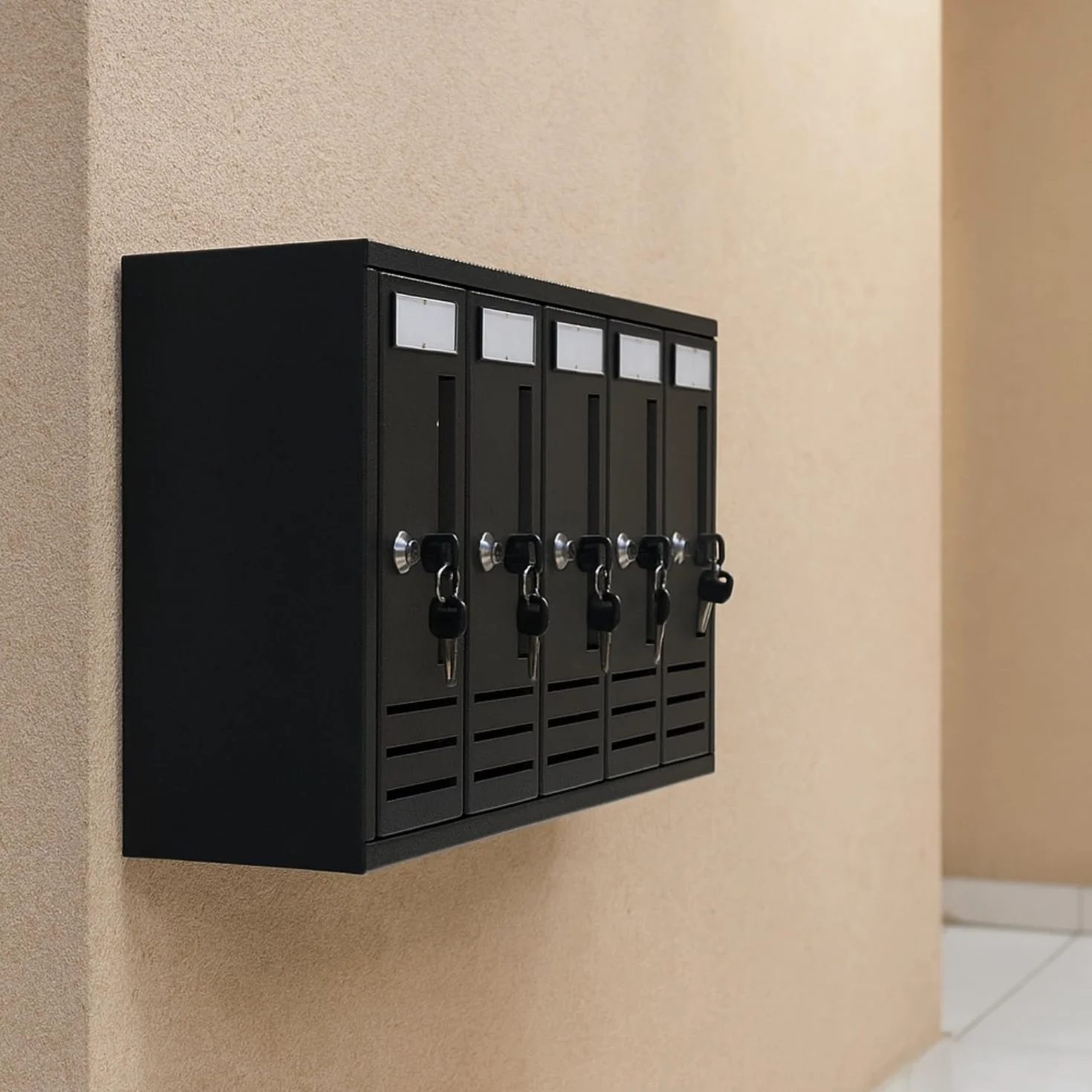 OWIJI Cassetta Postale da Esterno Condominiale Antracite 5 Posti 52x18x30 cm Feritoia Superiore