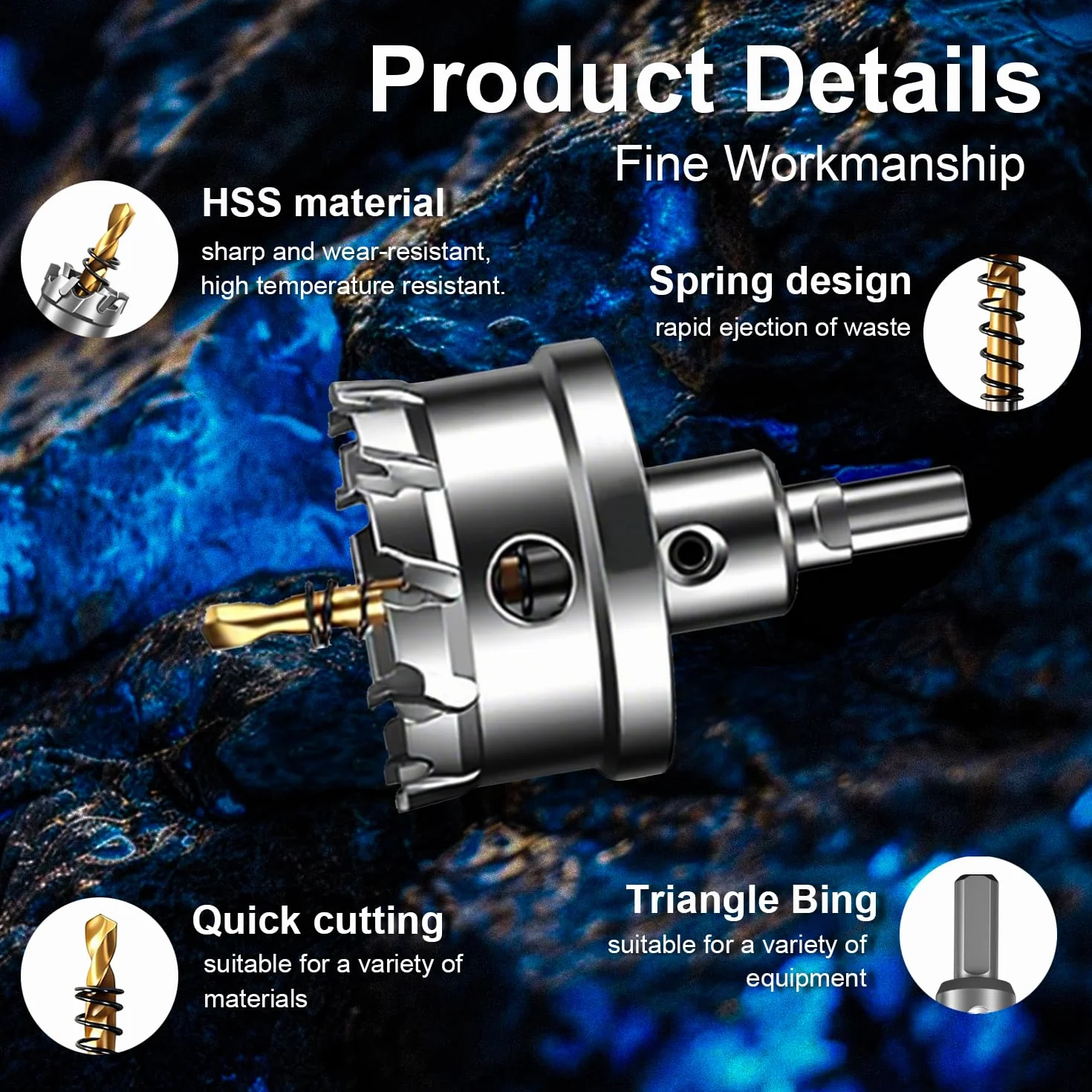 Trapano a Corona 80mm Carburo di Tungsteno TCT 3 Taglienti per Acciaio Inox Metallo