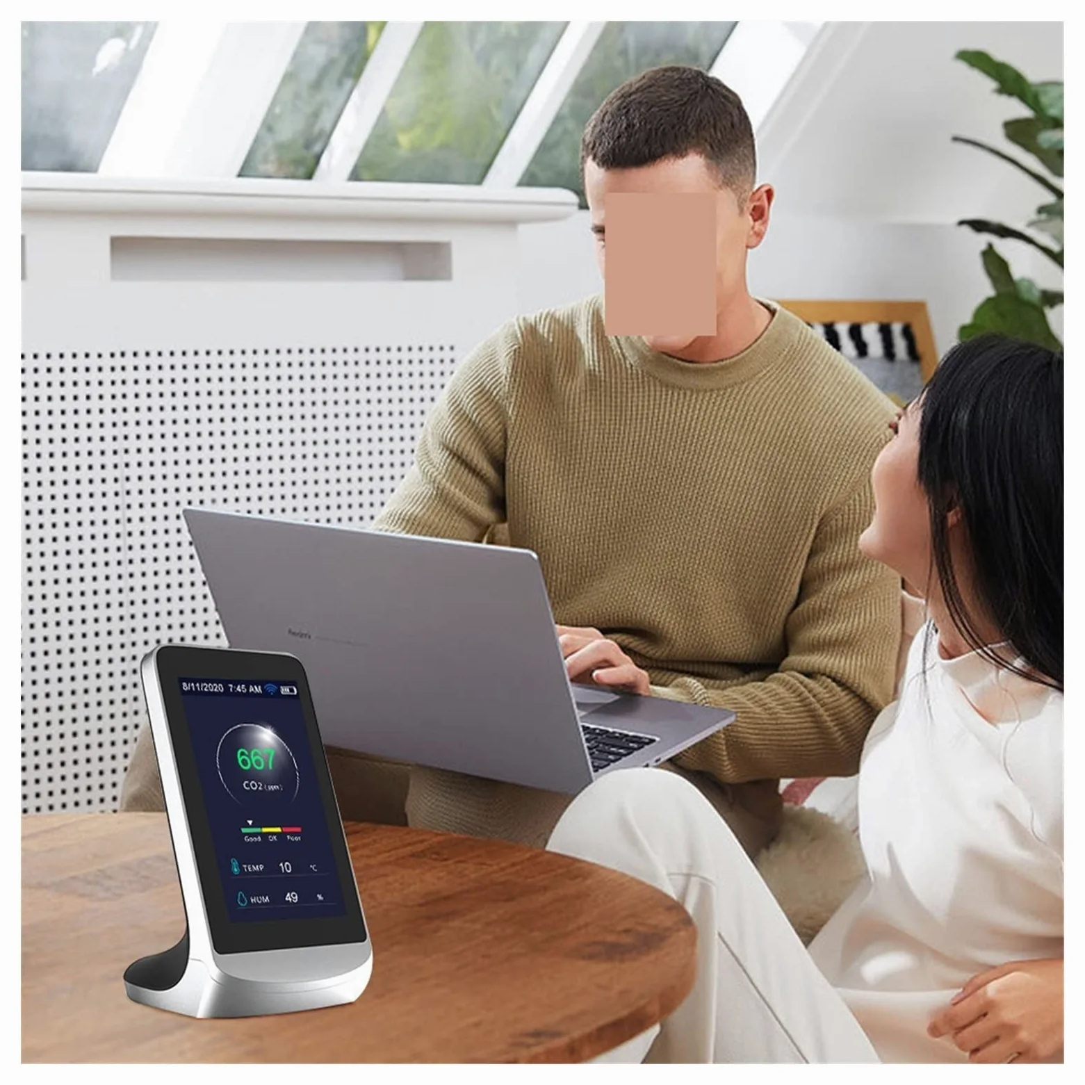 Monitor gas, rilevatore perdite gas, Rilevamento e rilevamento di anidride carbonica CO2WIFI. Versione Temperatura e umidità Versione inglese Rilevatore di qualità de-ll'aria per casa, camper, fognatu