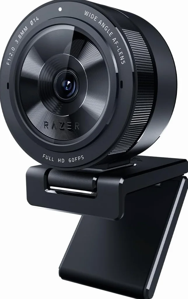 Razer Kiyo V2 X - Webcam Full HD 1080p 60 FPS per Creatori - Autofocus Veloce - Obiettivo Grandangolare - Microfono Integrato - Compatibile con Open Broadcaster Software e Xsplit | Bianco