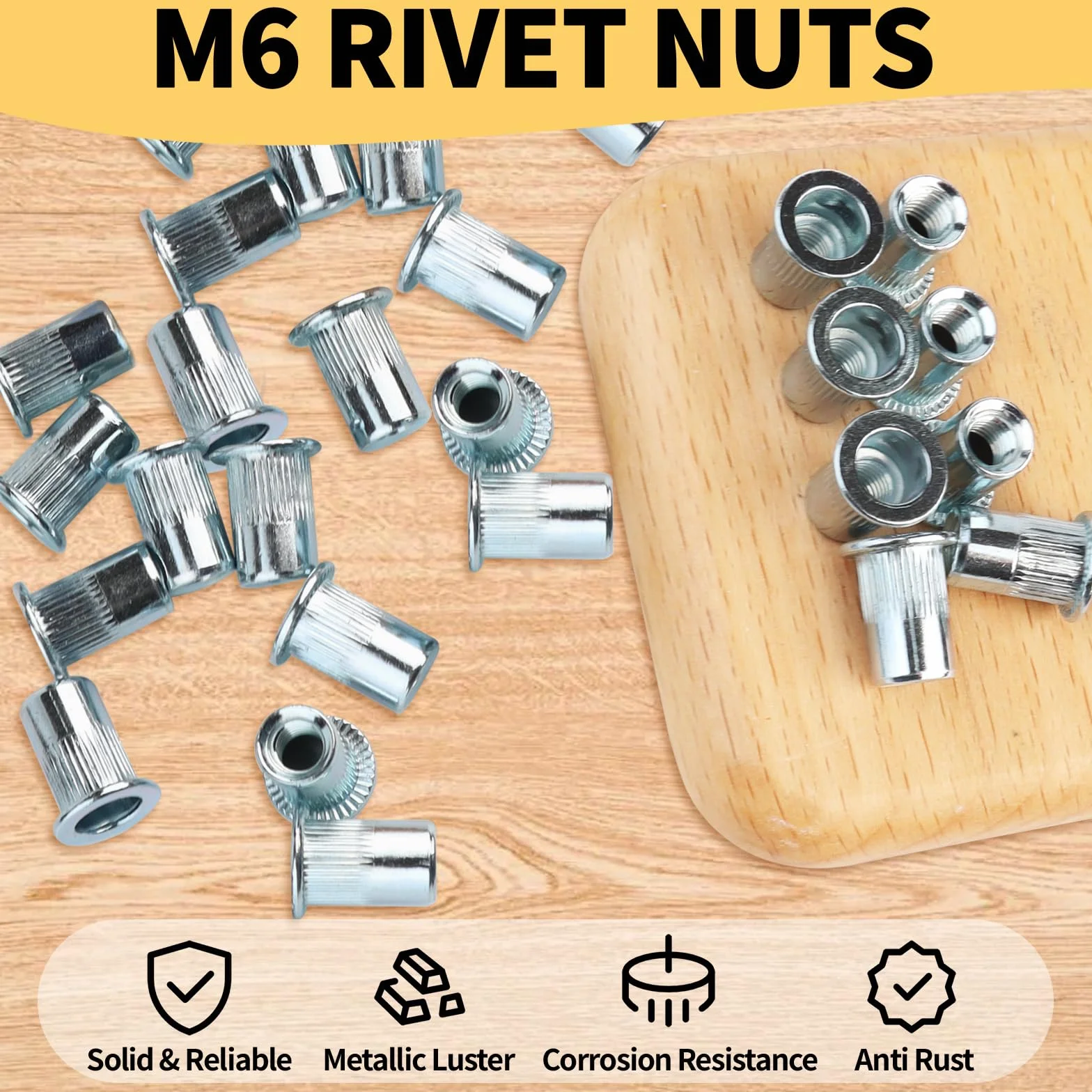 Dadi Rivettati M6 a Testa Svasata, Rivetti Filettati per Pannelli in Metallo e Plastica