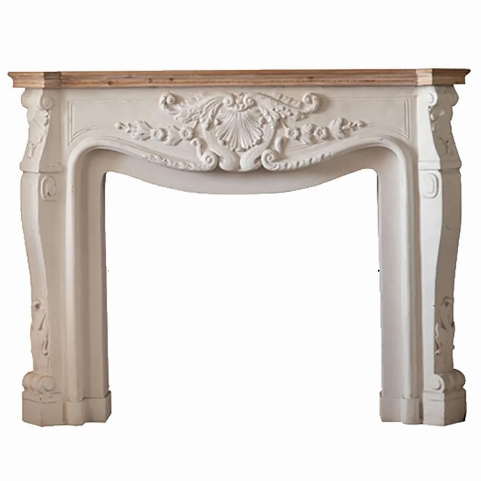 Cornice per Camino, Cornice Decorativa per Camino in Legno, Camino Decorativo Classico retrò, Decorazione Interna per Camino, Adatta per Soggiorno, Idee per La Casa, Bianco/Nero,A