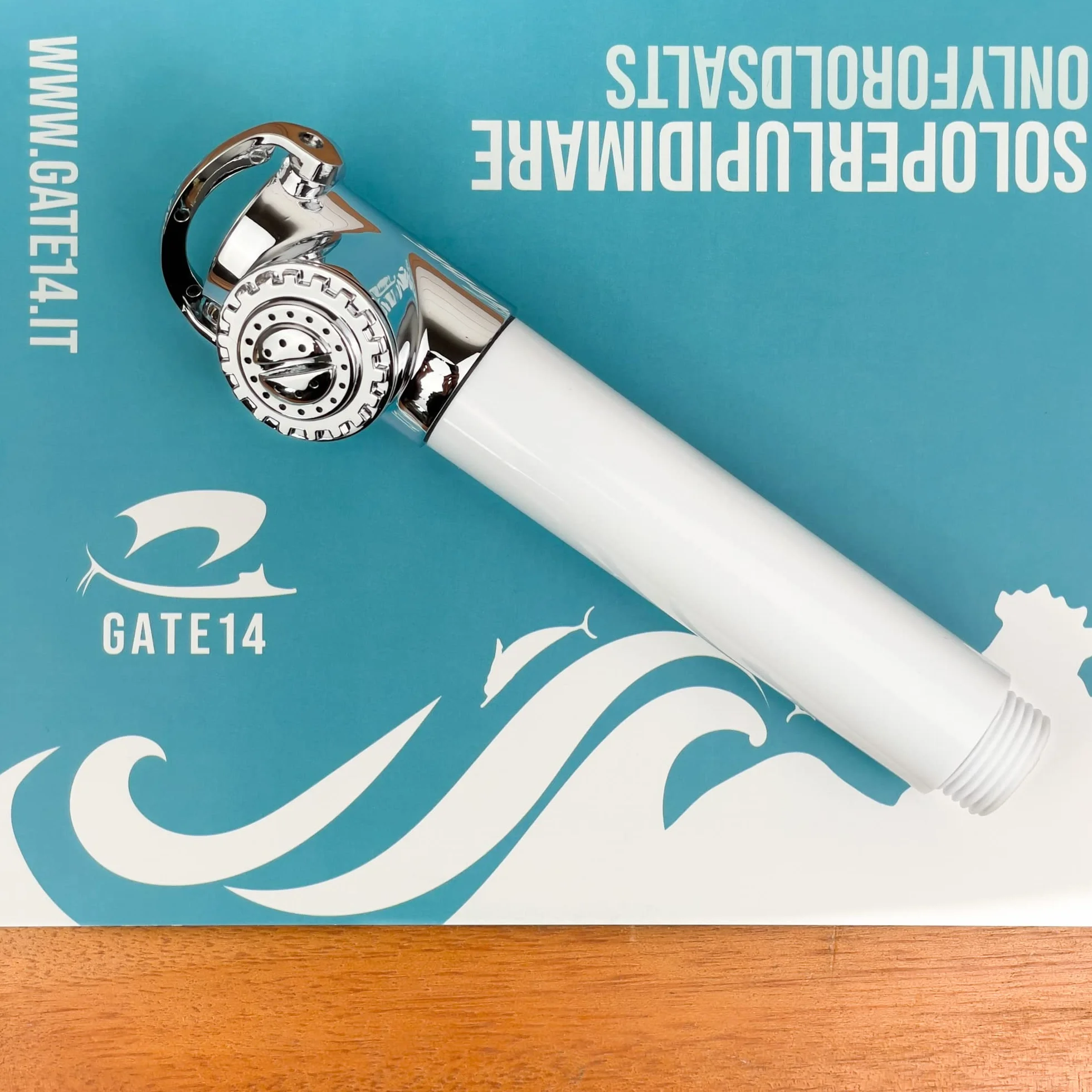 GATE14® Doccetta Doccia con Pulsante per Barca e Camper in ABS Soffione a Risparmio Idrico