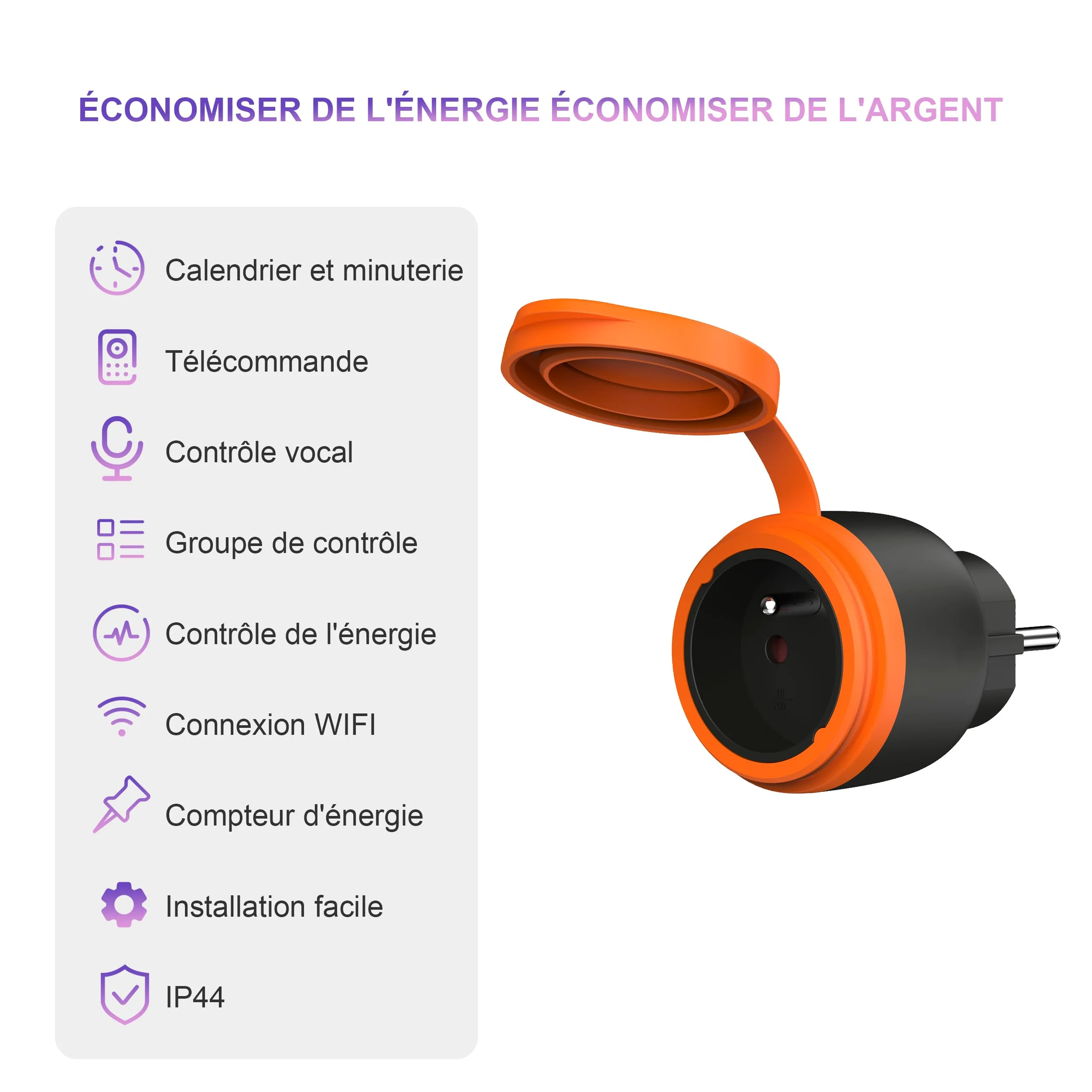 UCOMEN Outdoor Prise WLAN avec mesure de courant Prise Smart Home Alexa Lot de 4er Fonctionne avec Alexa/Google Home, Accessori Alexa, WiFi 2.4GHz uniquement, 3680W