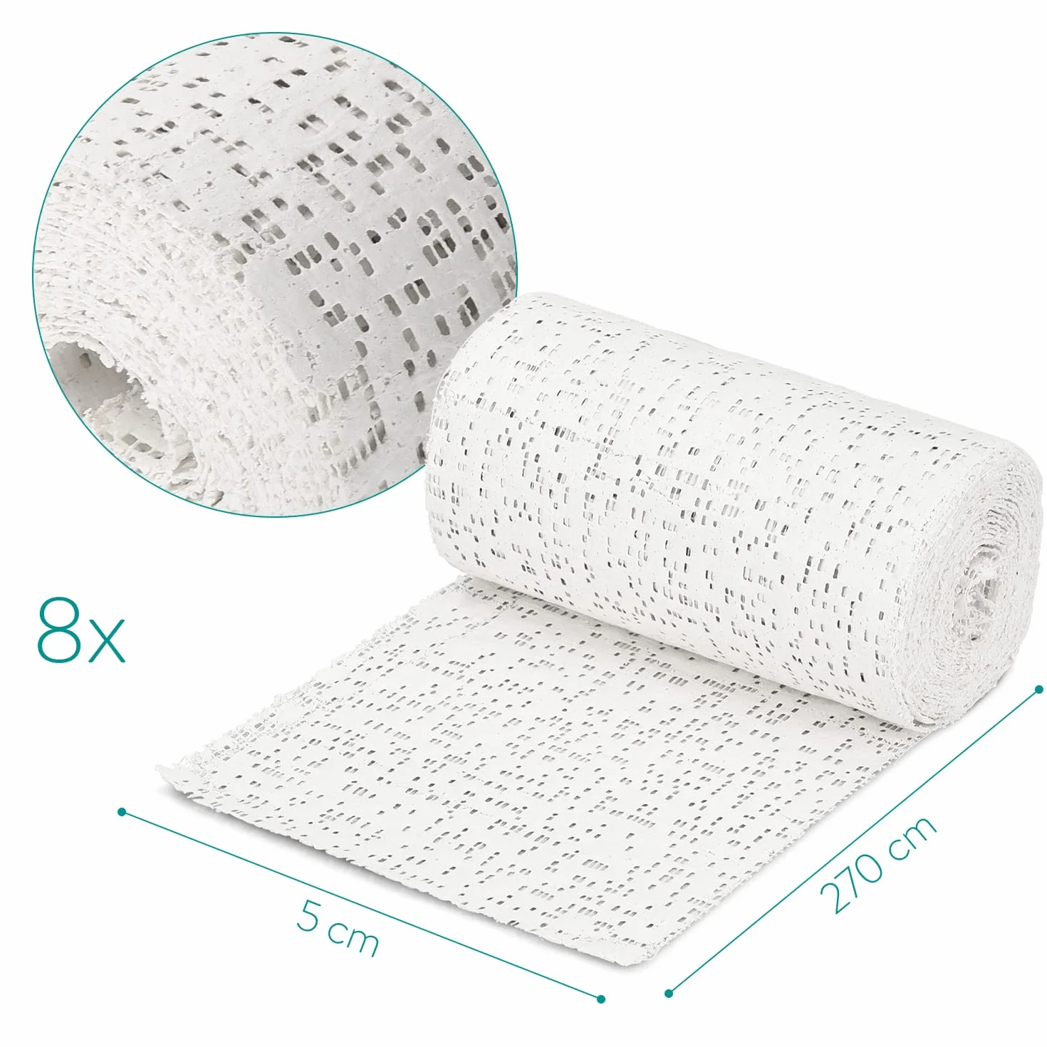 Navaris Rotoli bende gessate calco pancione - 8x rotolo garze gesso 5cmx300cm asciugatura rapida uso su pelle viso corpo modellismo modelli maschere