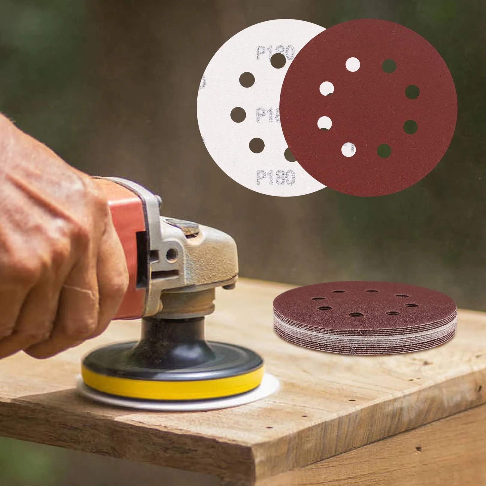 Dischi Abrasivi 125 mm Grana 40 8 Fori Rosso 30 Pezzi per Levigatrici Orbitali