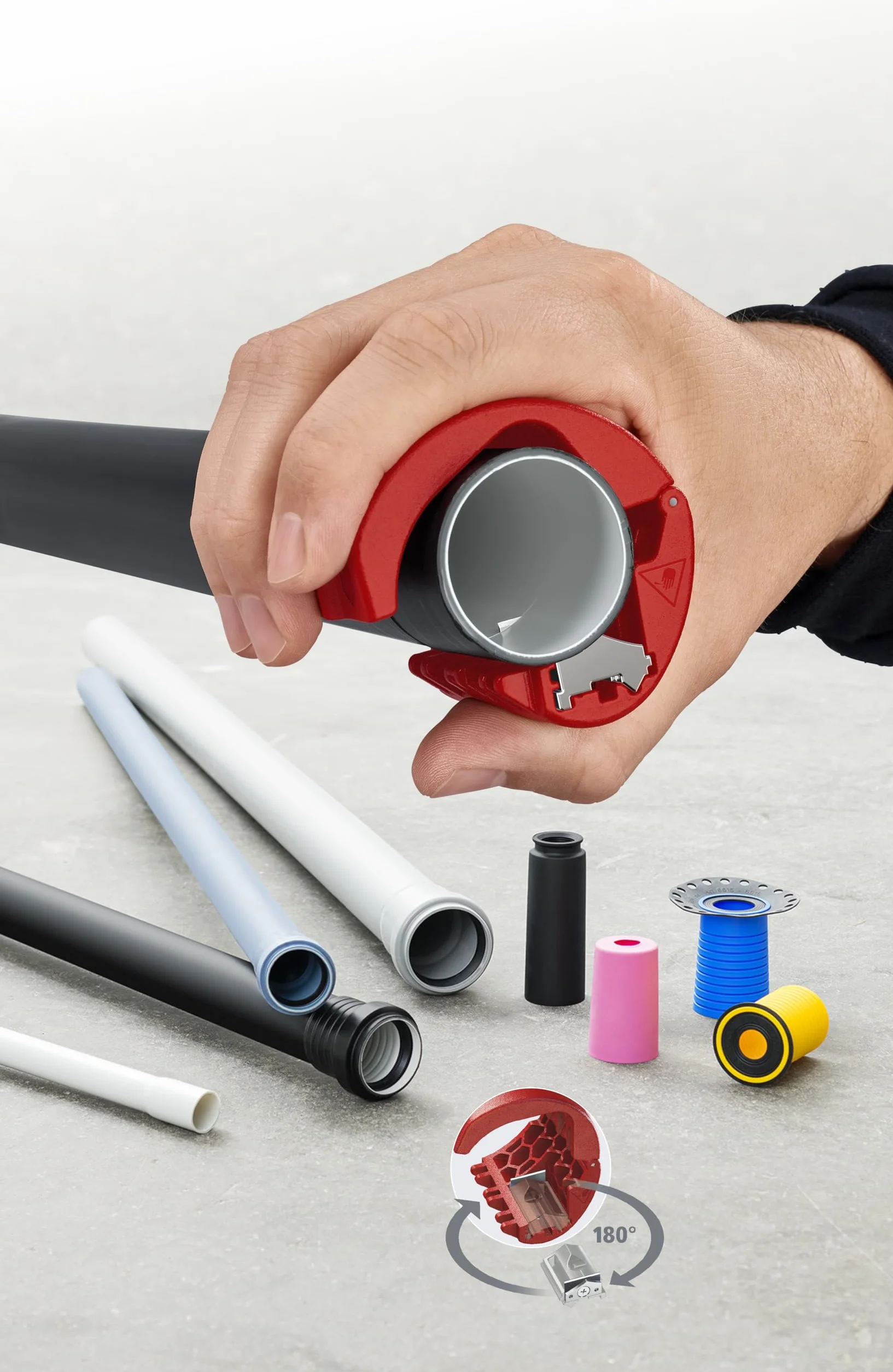 KNIPEX BiX Tagliatubi 72 mm 90 22 10 BK per tubi di plastica e manicotti di tenuta