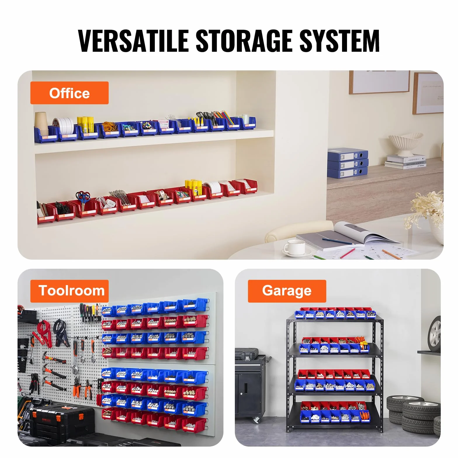 VEVOR 24 Pezzi Scatole Impilabili in Plastica 137x105x78mm Portaoggetti da Muro Officina Garage