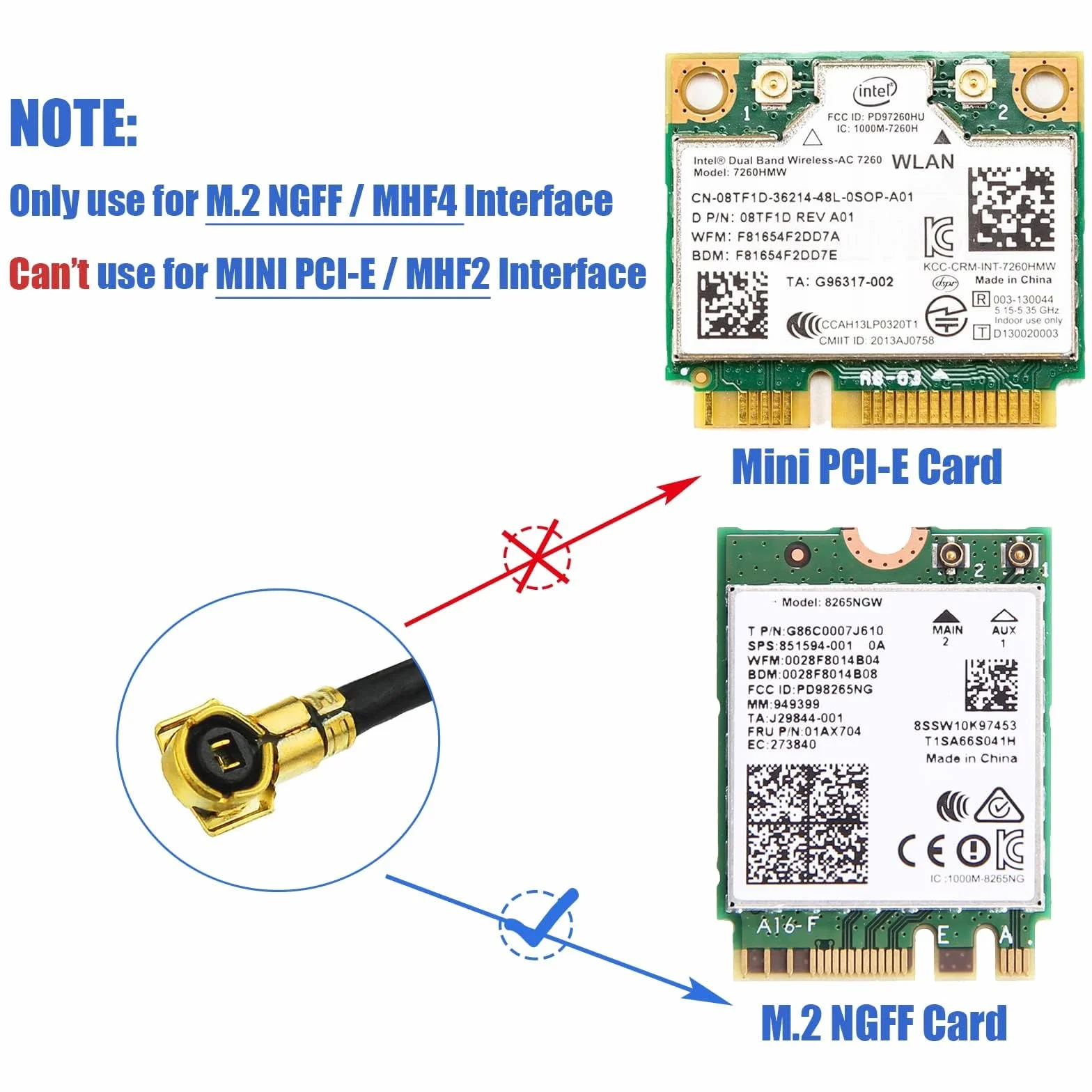Bingfu Cova Prolunga da Prise Micro Coaxiale 0.25mm a RP-SMA Femmina Antenna WiFi 30 cm per Intel AX200NGW 8265AC 8265NGW 7265AC 9560AC Interfaccia M.2 NGFF Scheda di Rete Wireless Adattatore WiFi