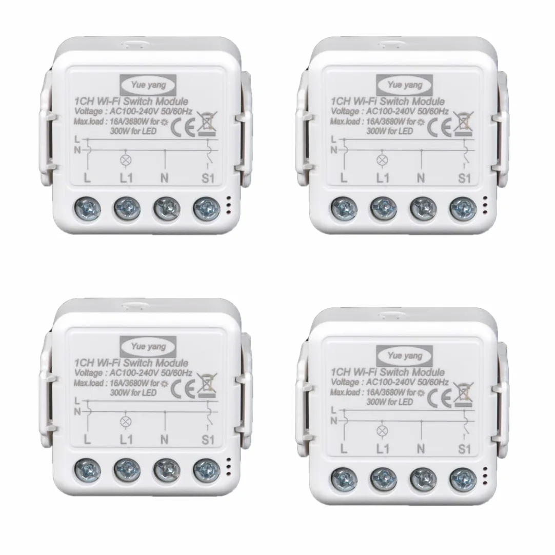 Tuya wifi interruttore della luce intelligente 1 Gang, Mini DIY switch Modulo relè 16A,Compatibile con l'app Smart Life/Tuya, (4)