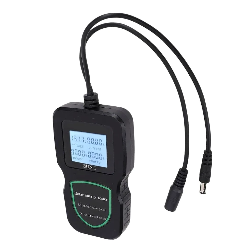 Tester portatile per pannelli solari per sistemi fotovoltaici Mppt - multimetro 60V 20A con display LCD, monitoraggio Rl-Time Pmax, morsetto batteria incluso