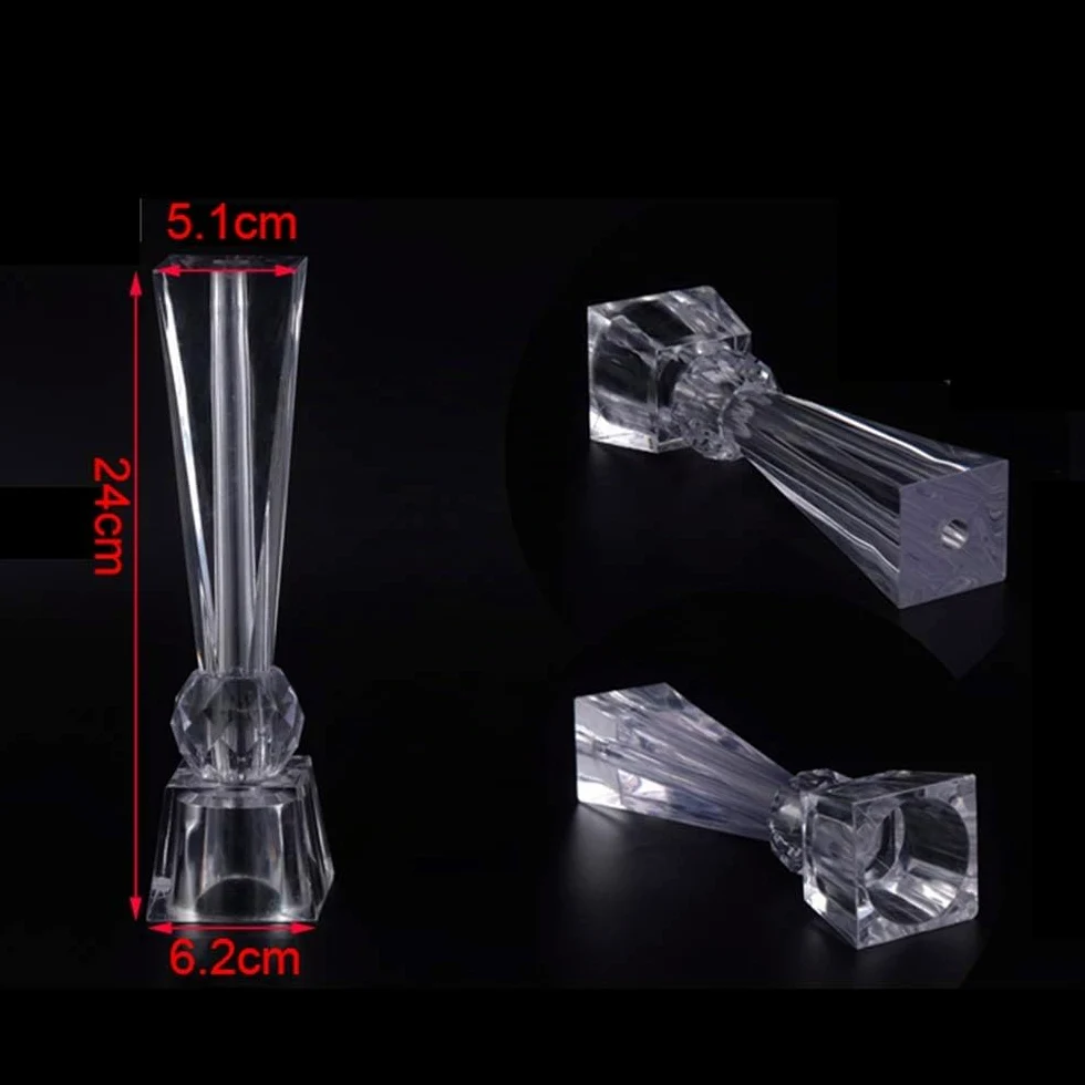 Gambe per mobili Acrilico 4, Gambe di Supporto per Tavolino in Plexiglass Trasparente, Adatte per Mobili TV, Piedini per Armadi da Pranzo, Gambe per Tavoli, ECC.
