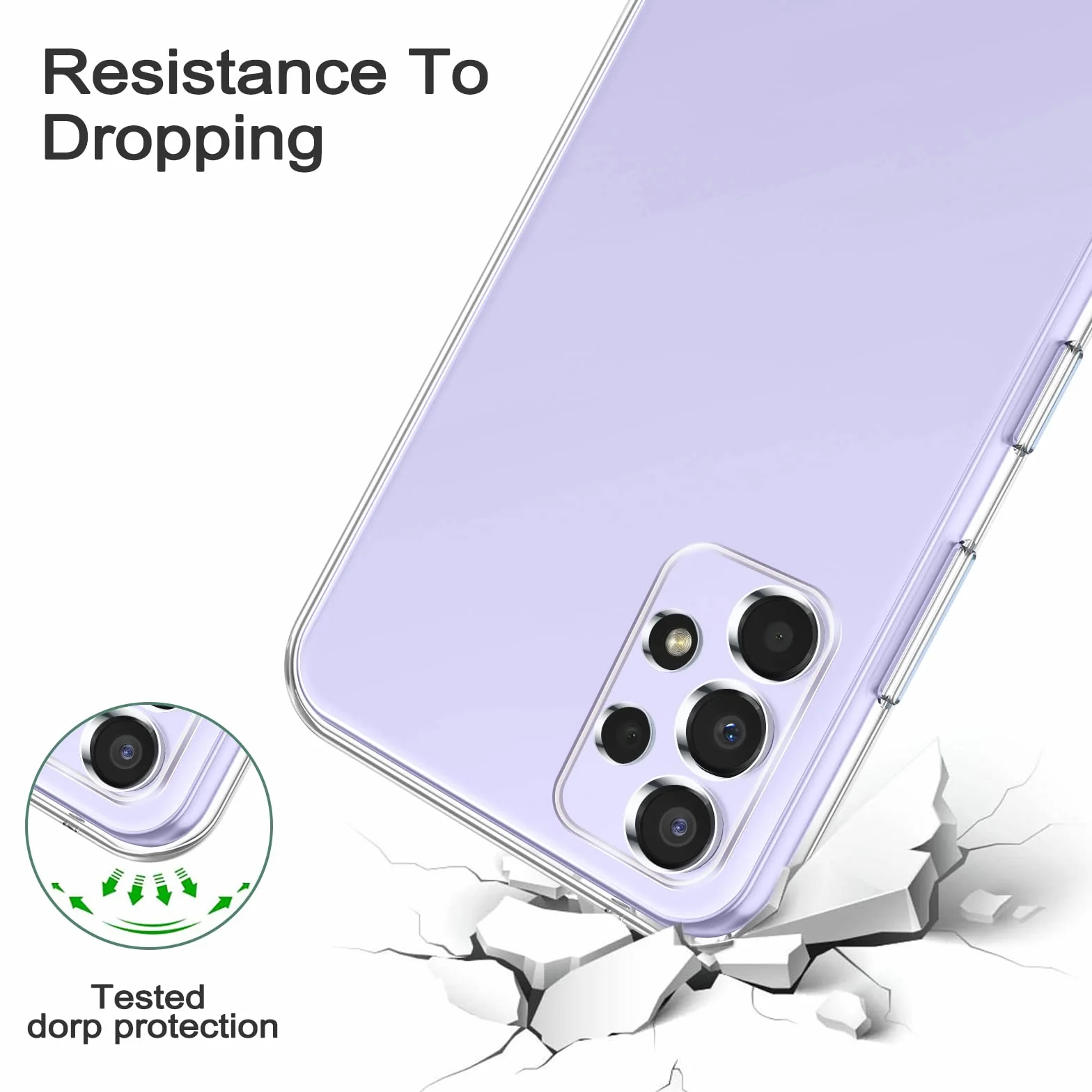 Phoona Cover per Samsung Galaxy A32 4G Custodia con 2 Pezzi Pellicola Vetro Temperato,Ultra Sottile Trasparente Silicone Protettiva Case per Samsung A32 4G Sottile Morbida Antiurto Cover