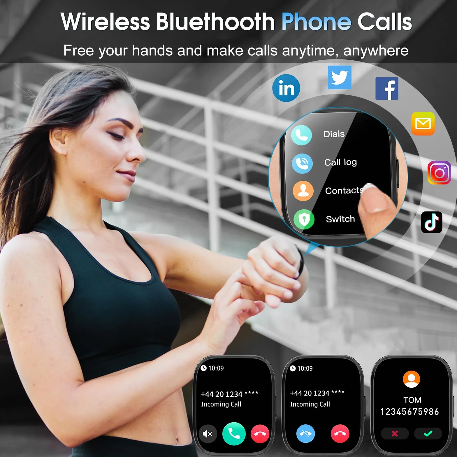 Smartwatch Uomo Donna, 1,85'' Orologio Smartwatch con Effettua/Risposta Chiamate, 112 Modalità Sportive Fitness Tracker con Sonno/Cardiofrequenzimetro, IP68 Smart Watch per Android iOS