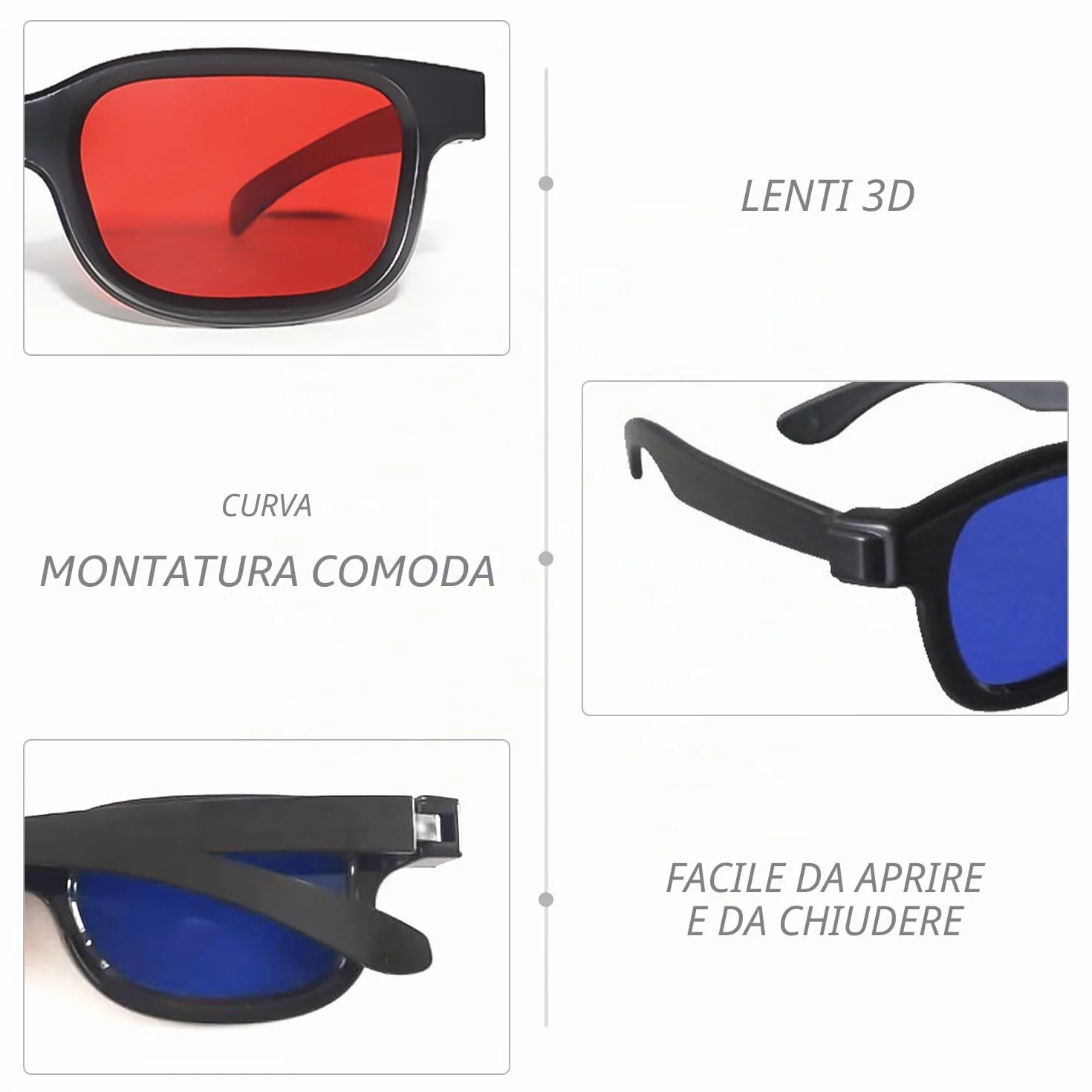 2occhiale rossi e blu, occhiali 3D, da sole 3D, lenti anti-appannamento e anti-graffio, adatti per spettacoli di luce, feste in vacanza, home theater, cinema