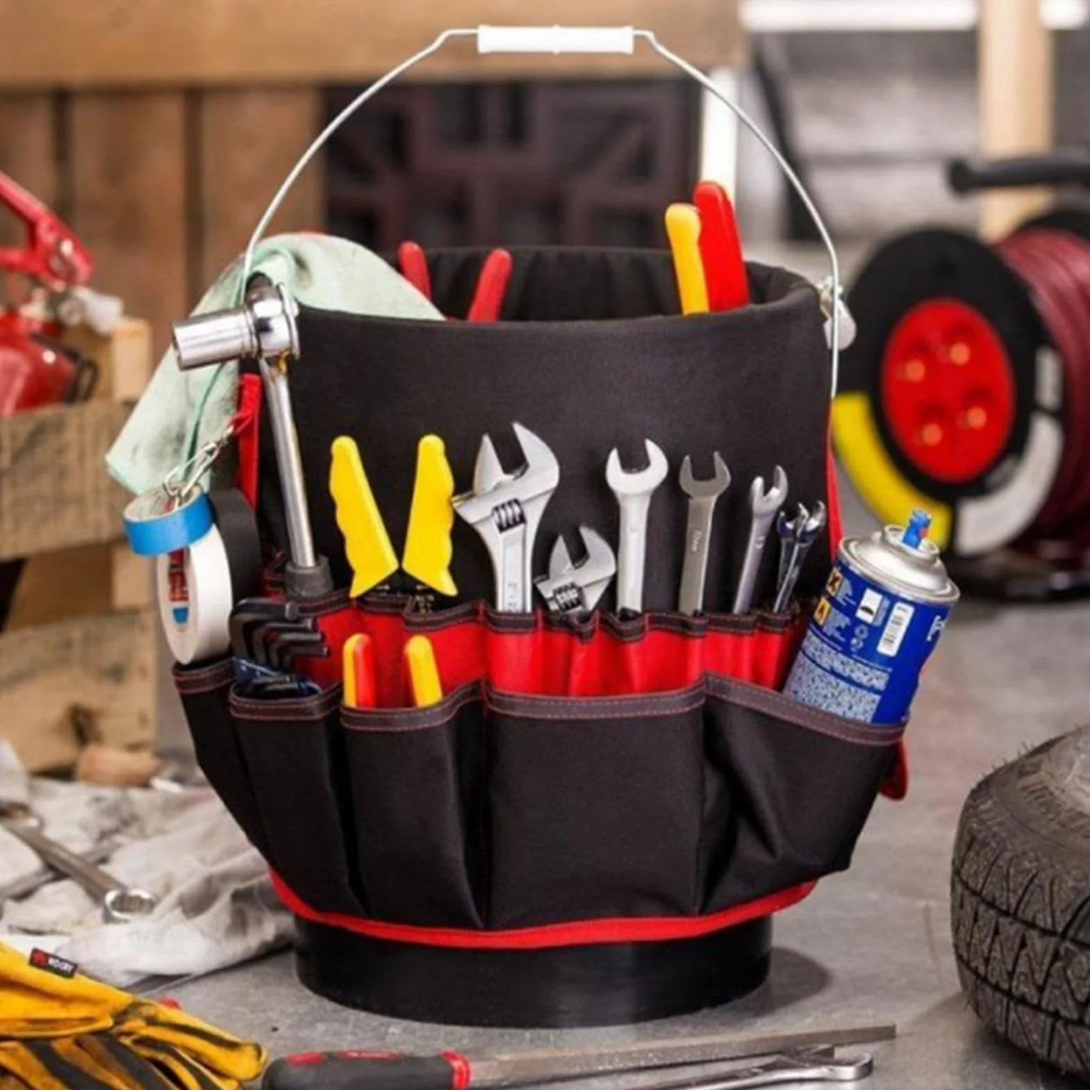 2 Packs Bucket Tool Organizer - Cleaning Bucket Organiser Caddy, Muti-Pocket Bucket Tool Storage Basketfor Easy Tool Access, 5 Gallon Bucket Holder, 5 Gallon Bucket Liner, for Garden Beach Outdoor