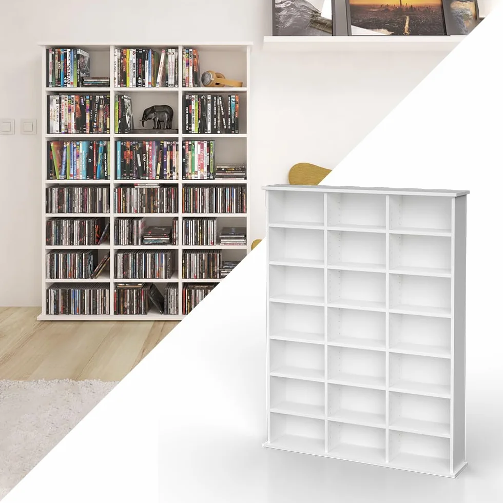 Vicco Scaffale porta cd Jukebox, Bianco, 105.4 x 136 cm