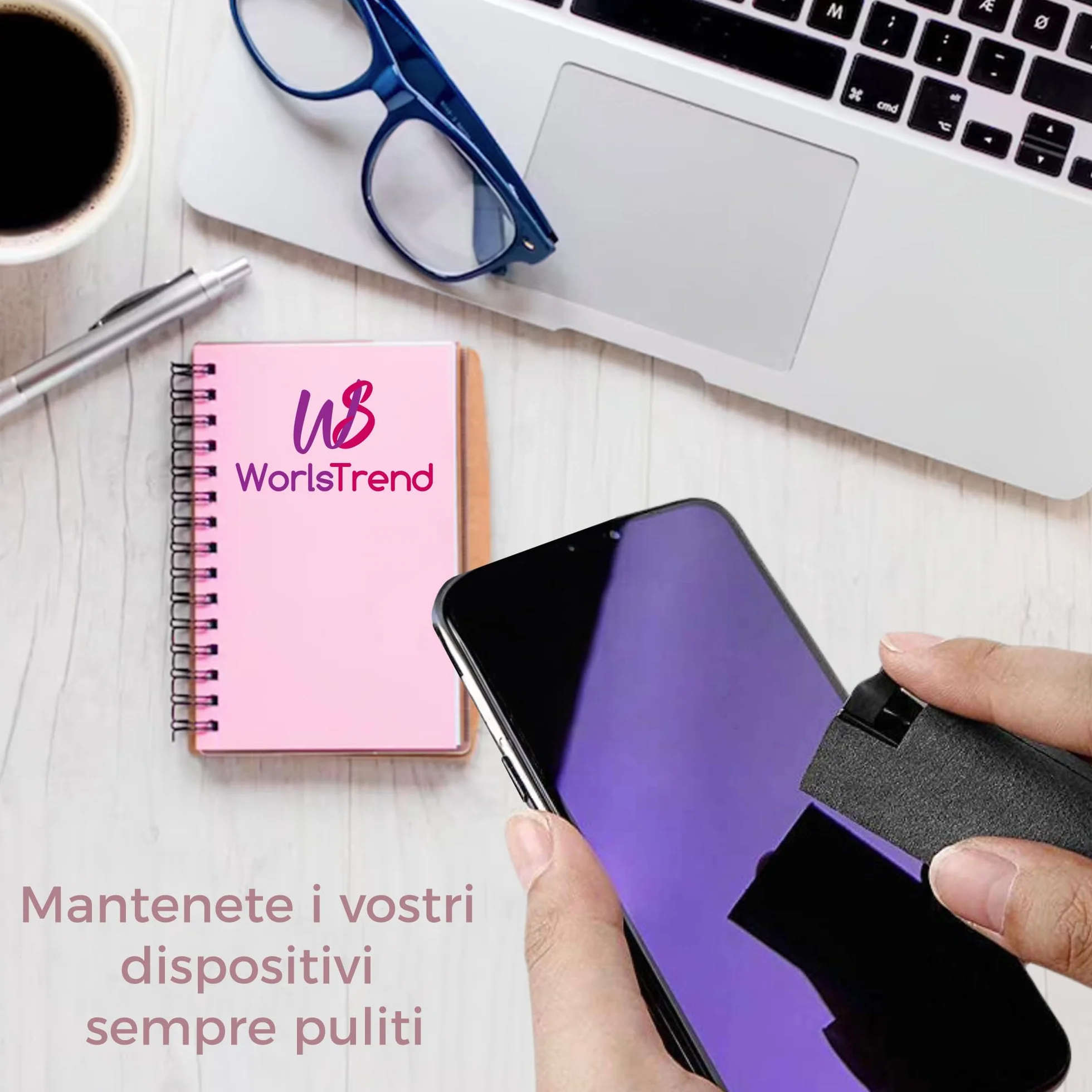 Confezione da 2 pulitori per schermo mobile/PC/TV/iPad/MacBook con panno in microfibra, 2 in 1 pulitore, spruzza e strofina, spruzza e pulisci il tuo schermo all'istante, ricaricabile.