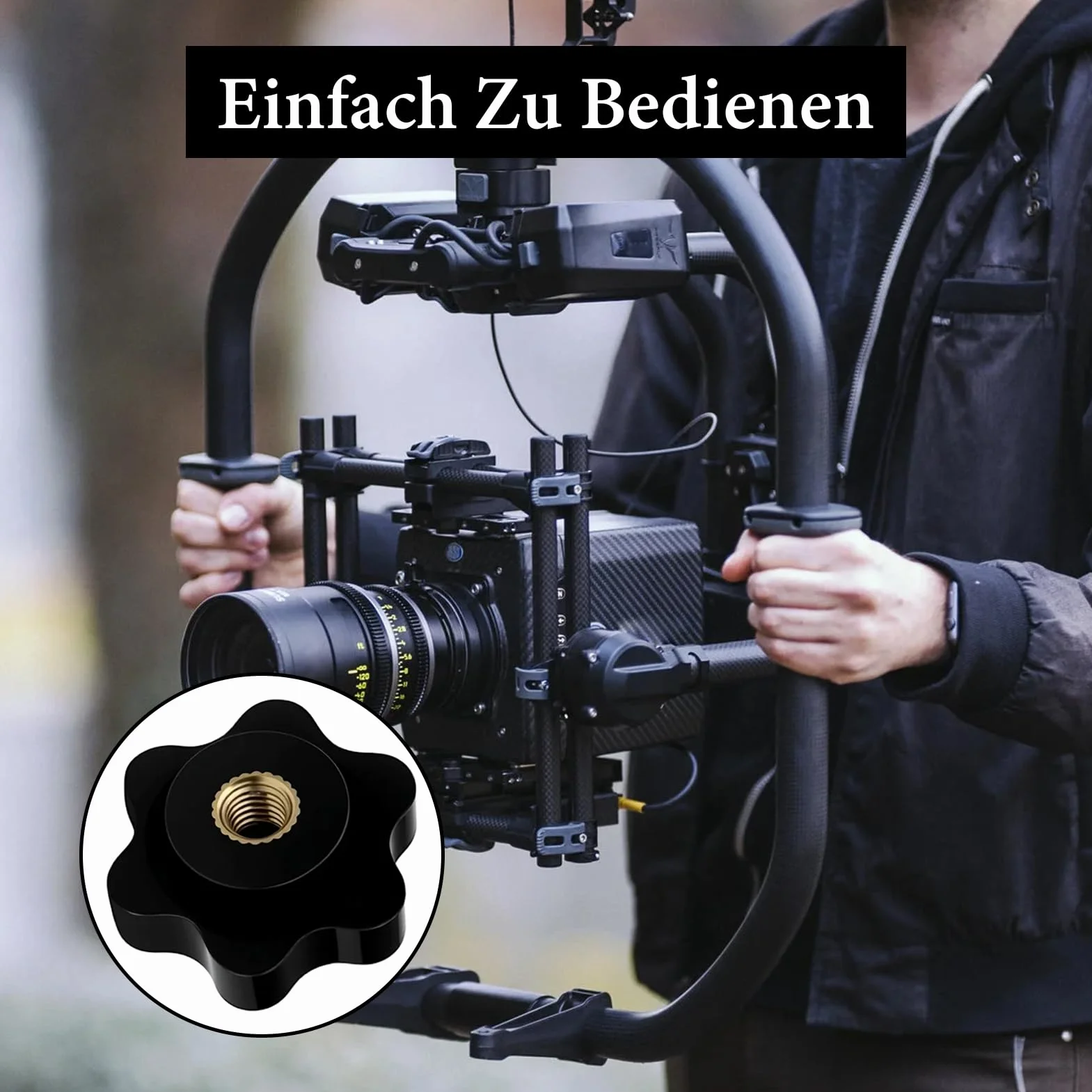 Dadi a stella M5 diametro 25 mm perno filettato nero per mobili attrezzature fitness