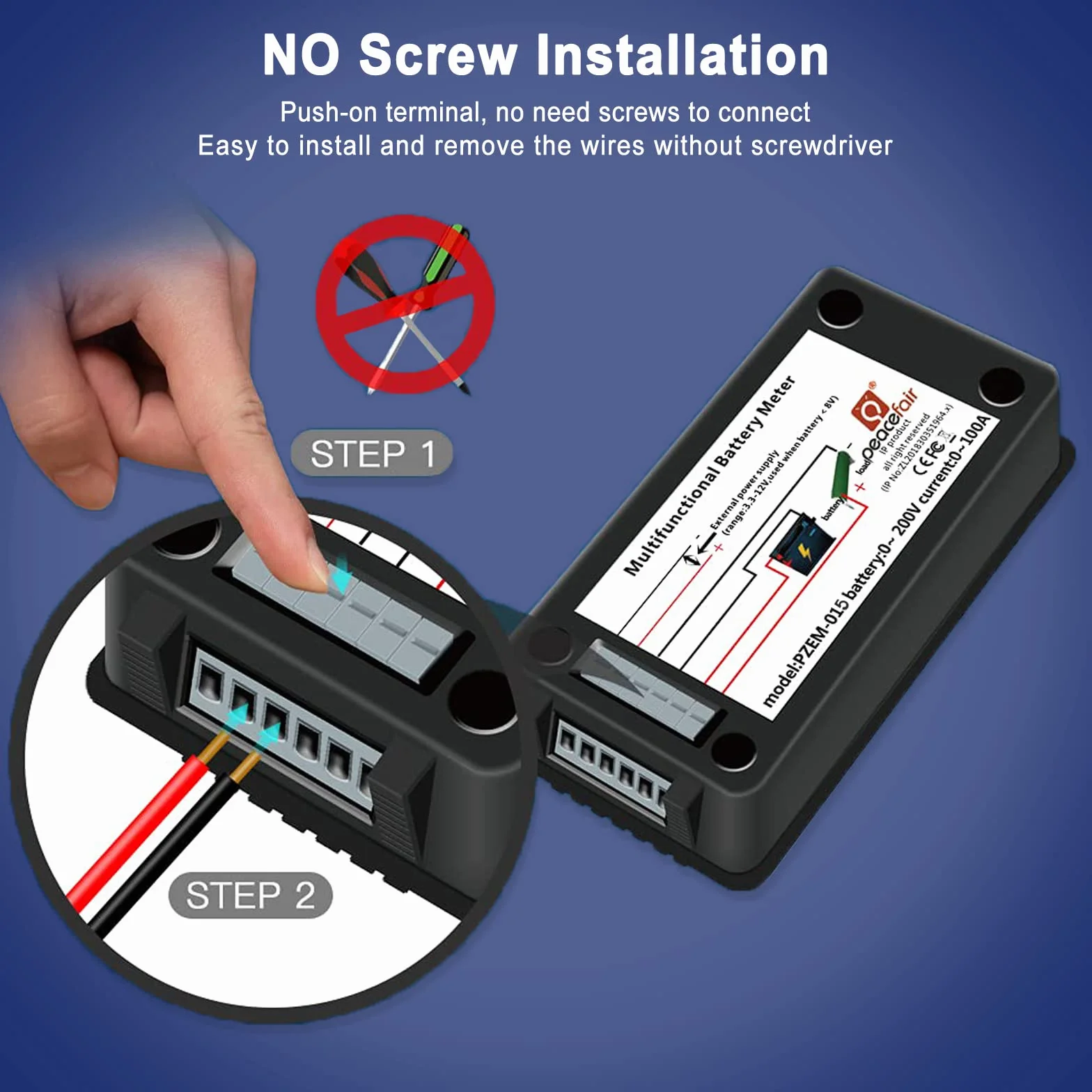 DC Shunt Battery Monitor Voltmetro DC 0-200V Shunt 100A Amperometro Digitale, Capacità della Batteria Misuratore, Multimetro Tensione Corrente per Batteria Auto RV Solare (PZEM-015+300A shunt)