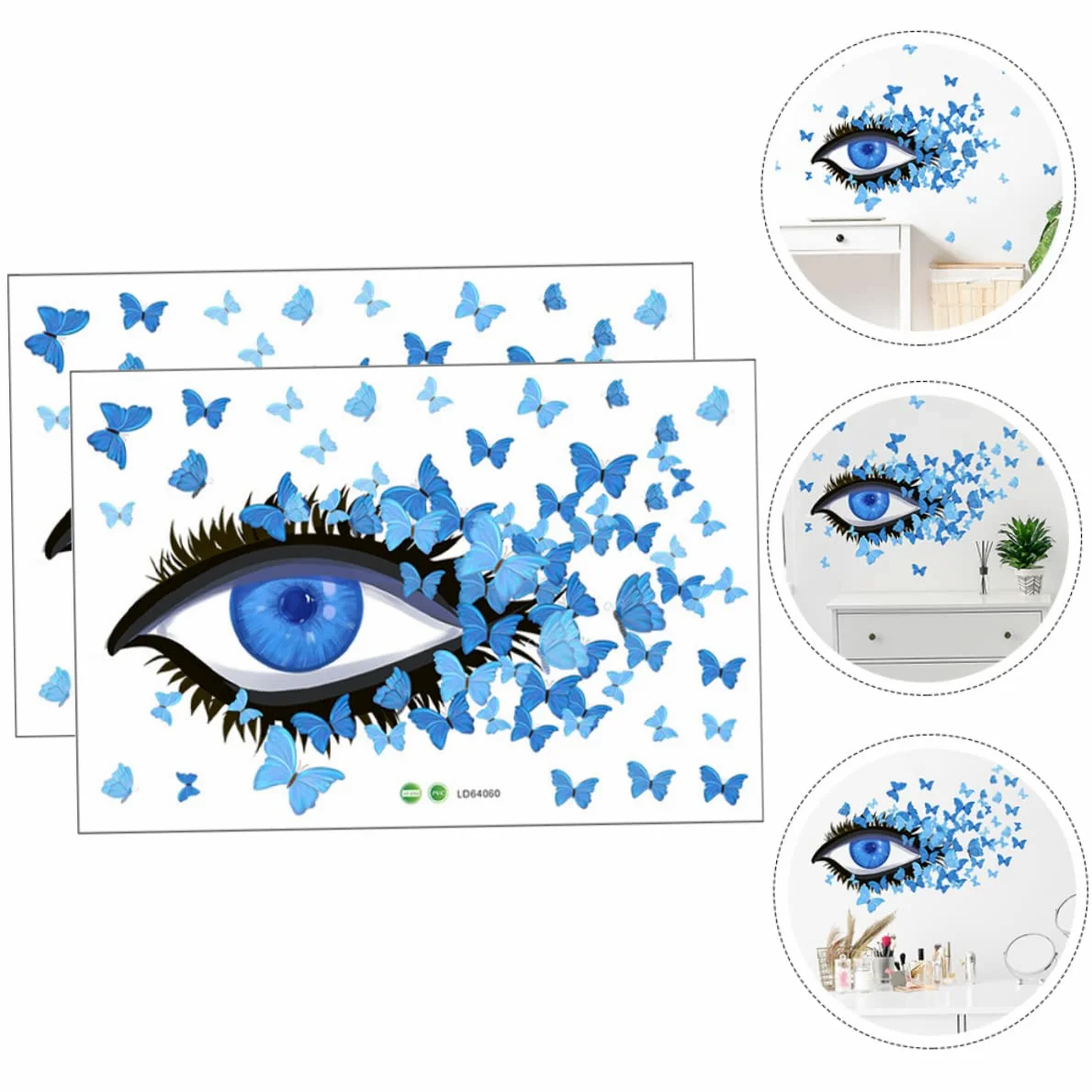SHINEOFI 3 Set Adesivi Murali Adesivo Per Camera Autoadesivo Farfalla Decorazioni Arredamento Casa Adesivo Da Parete Per La Casa Decalcomania Della Parete Del Soggiorno Pvc Blu 2 Pezzi*3